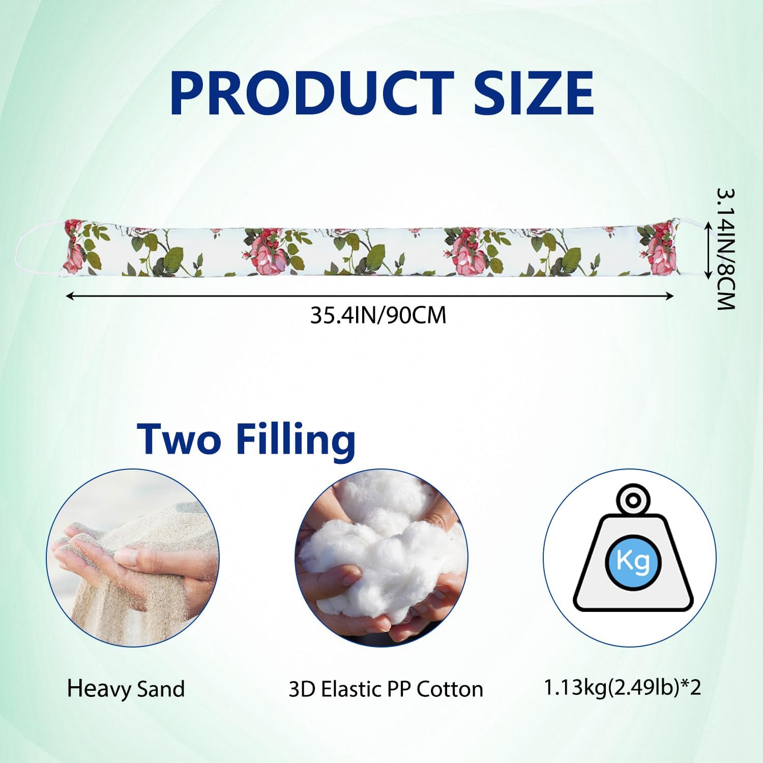 2 Pack 36 Inch Door Draft Stopper with Cartoon Print