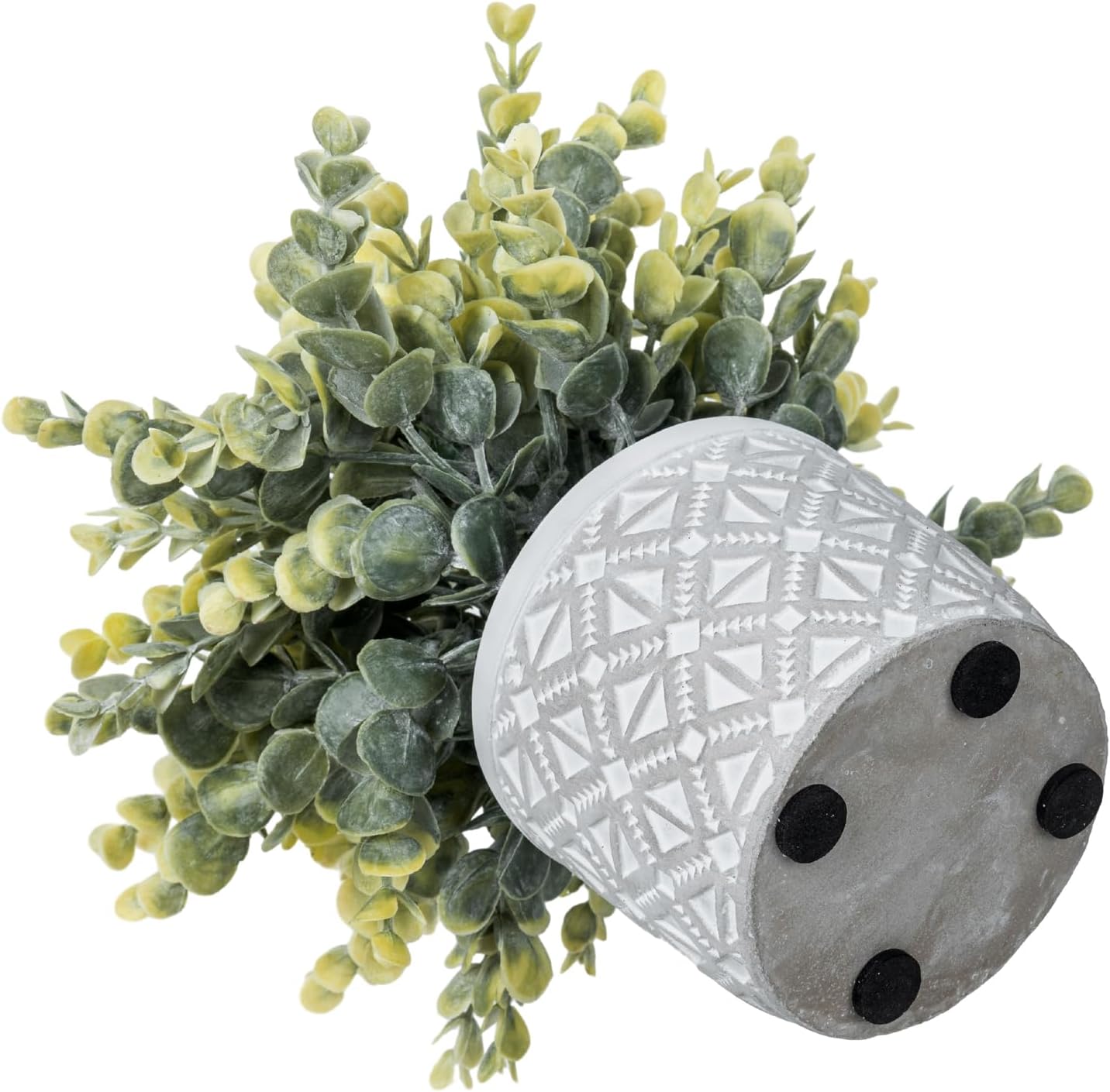 MyGift Artificial Eucalyptus and Lavender Plants in Modern Geometric Concrete Planters 2 Pc Set