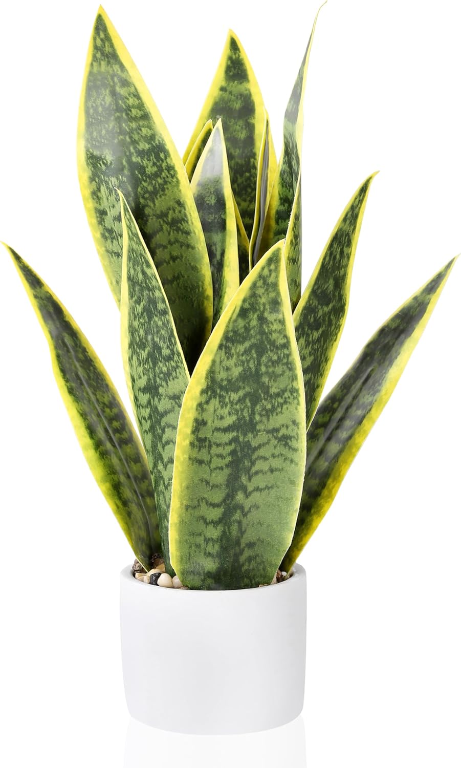 215 Inch Artificial Snake Plant Yellow in White Pot