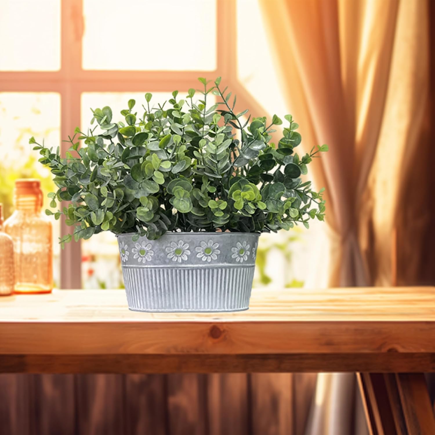 Rustic Artificial Eucalyptus Plants Table Centerpiece