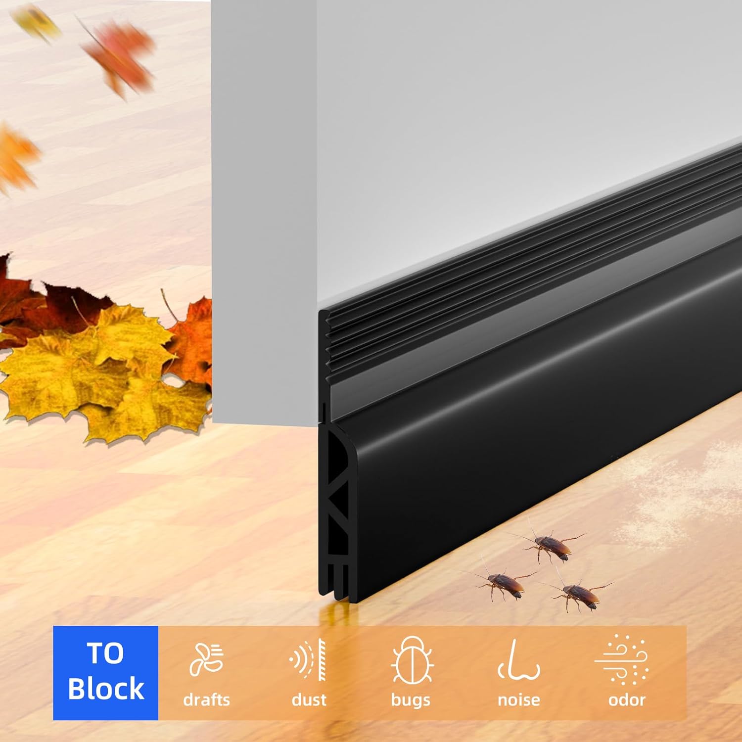 Under Door Draft Stopper 39in Black Door Sweep