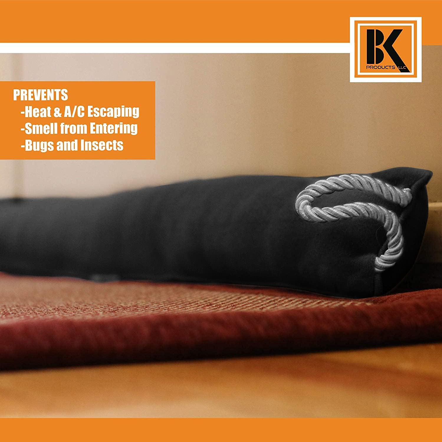 BK Door Draft Stopper - 37 Inch Black Energy Saver