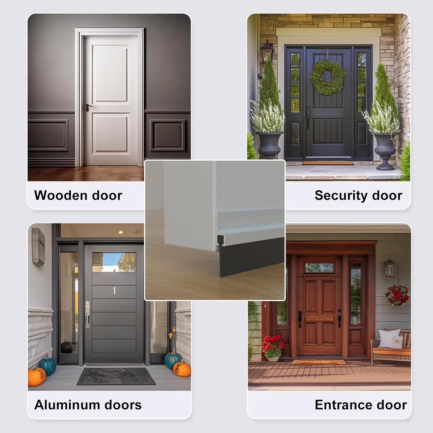 2 Pack Door Draft Stopper with Strong Adhesive Aluminum Seal