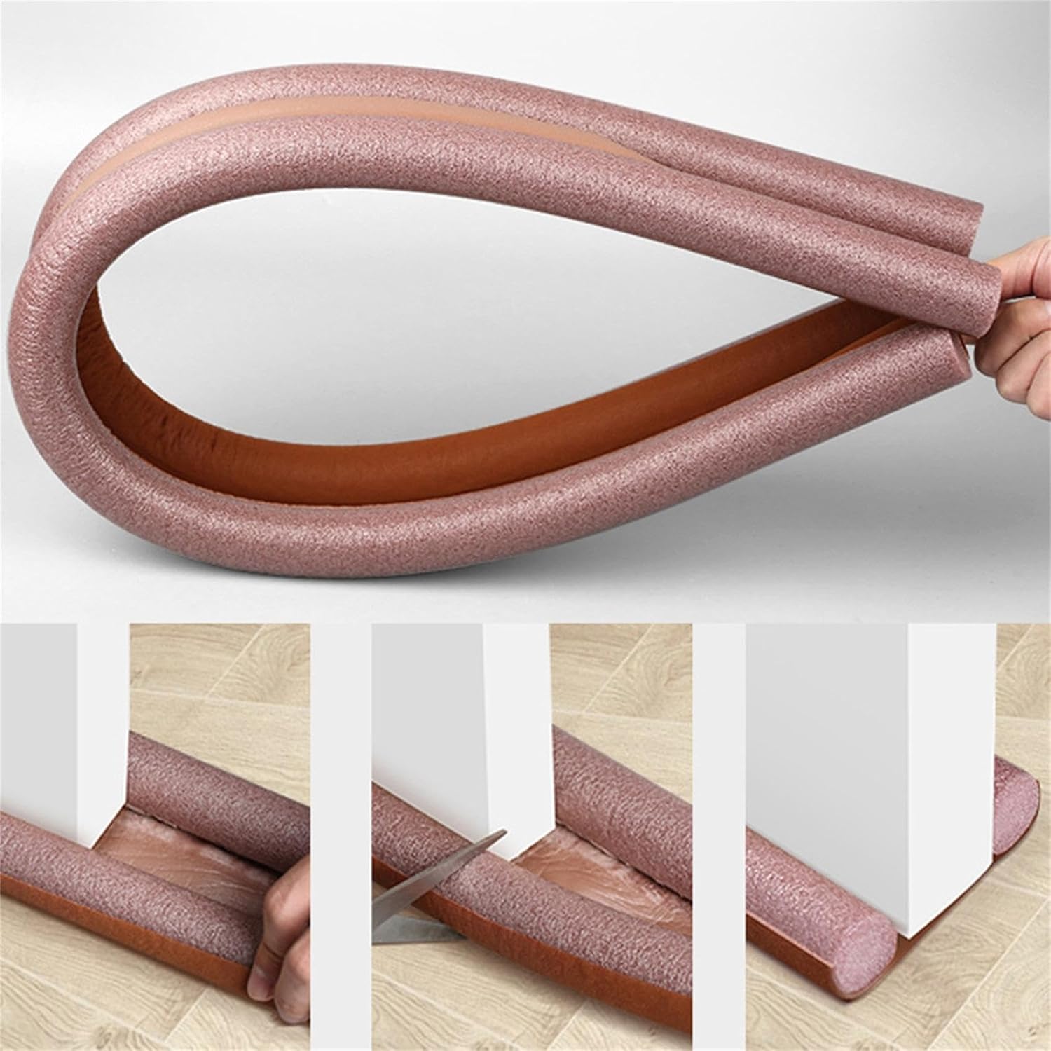 Adjustable Door Draft Stopper - 366 Inch Black Gap Filler