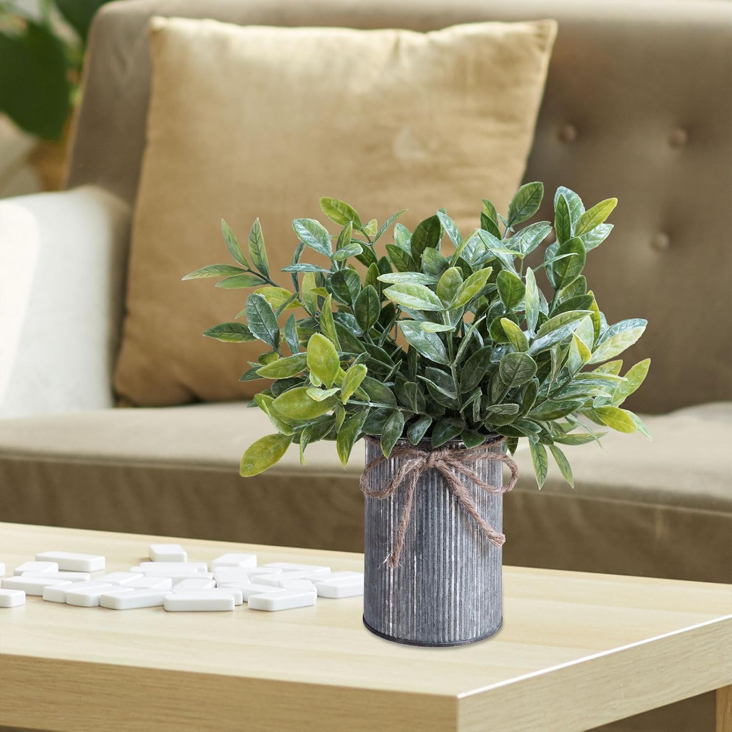 Winlyn 3 Pack Faux Plants in Metal Pots Farmhouse Centerpieces