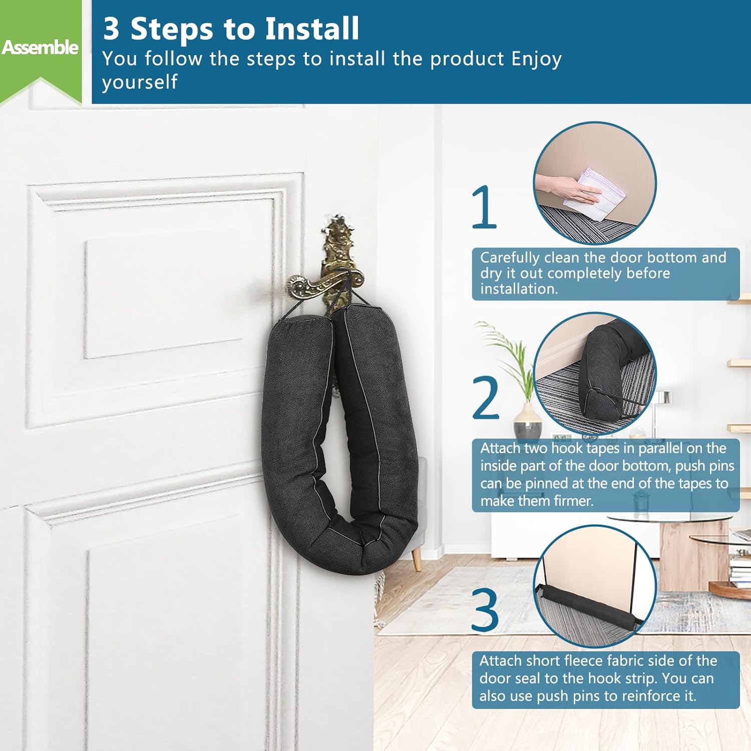 Anze Door Draft Stopper 32 Inch Weighted Triangle