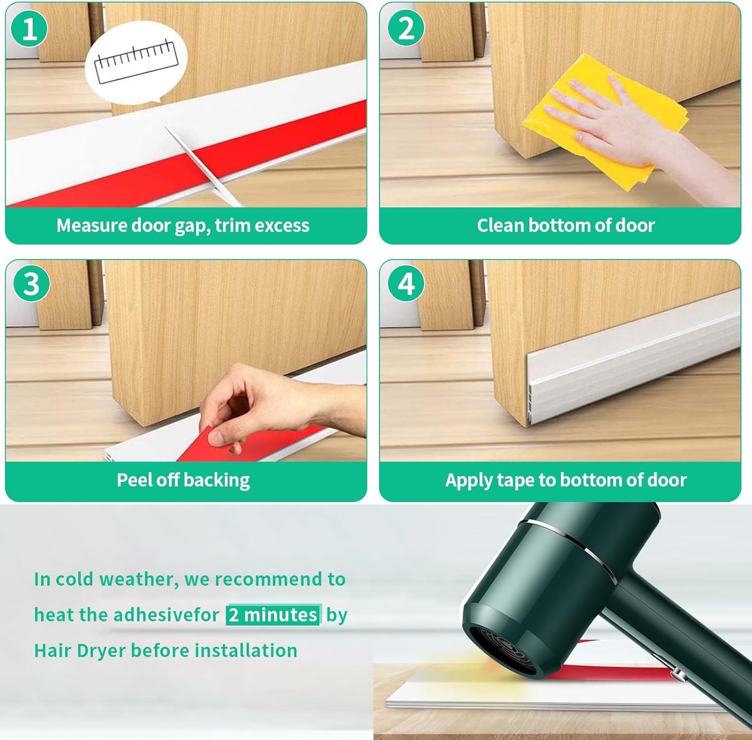 White Door Draft Stopper 2 W x 39 L