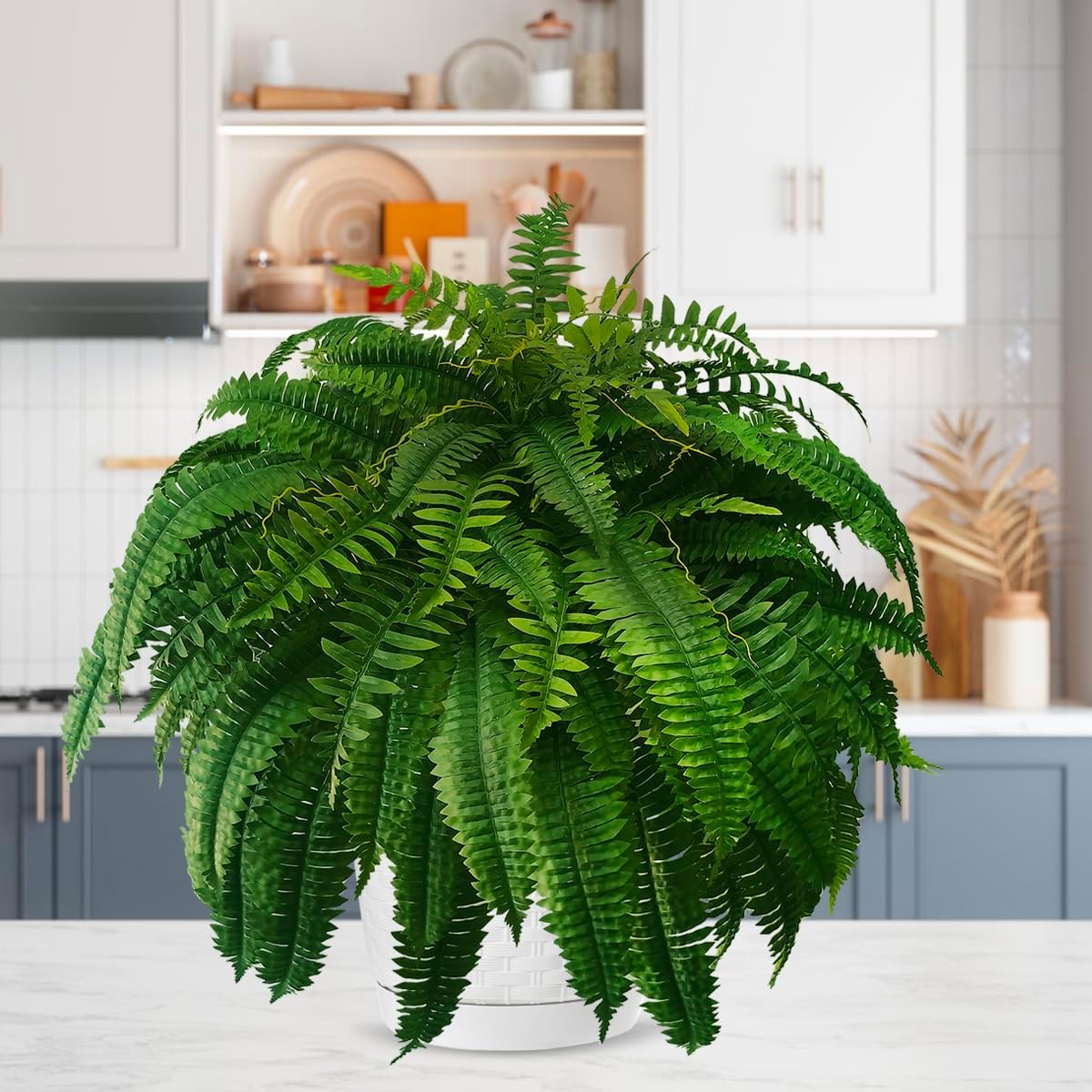 WAYNHUI 48 Inch Boston Fern Bush Artificial Plants