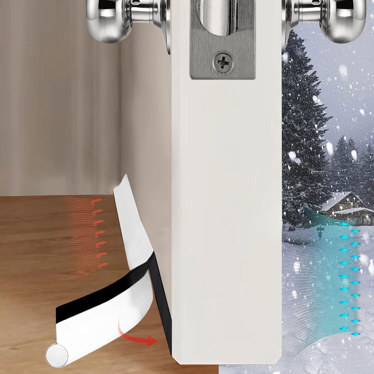 Adjustable Door Draft Stopper 36 Inch White Noise Blocker and Bottom Seal Strip