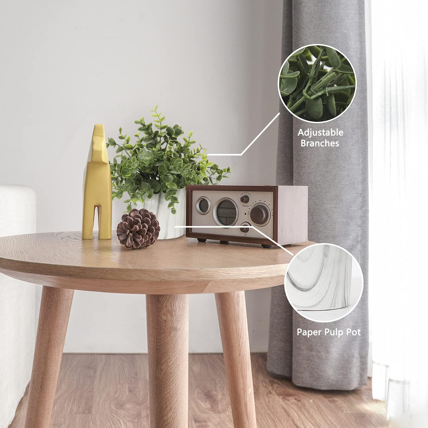 Hollyone Artificial Mini Potted Eucalyptus Plants for Home Decor