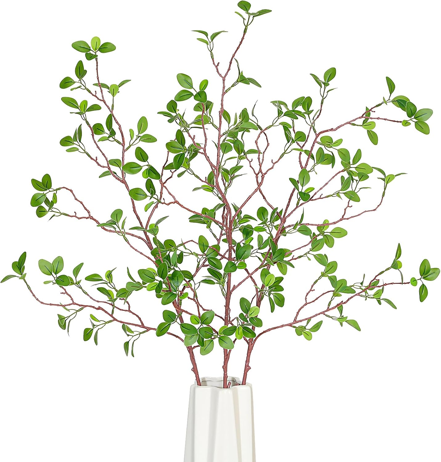 Floweroyal 3pcs Artificial Greenery Stems Faux Ficus Branches for Vase Filler