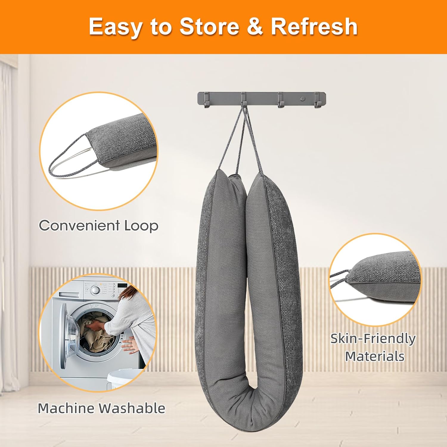 Makryebi Weighted Door Draft Stopper 32 Inch Grey