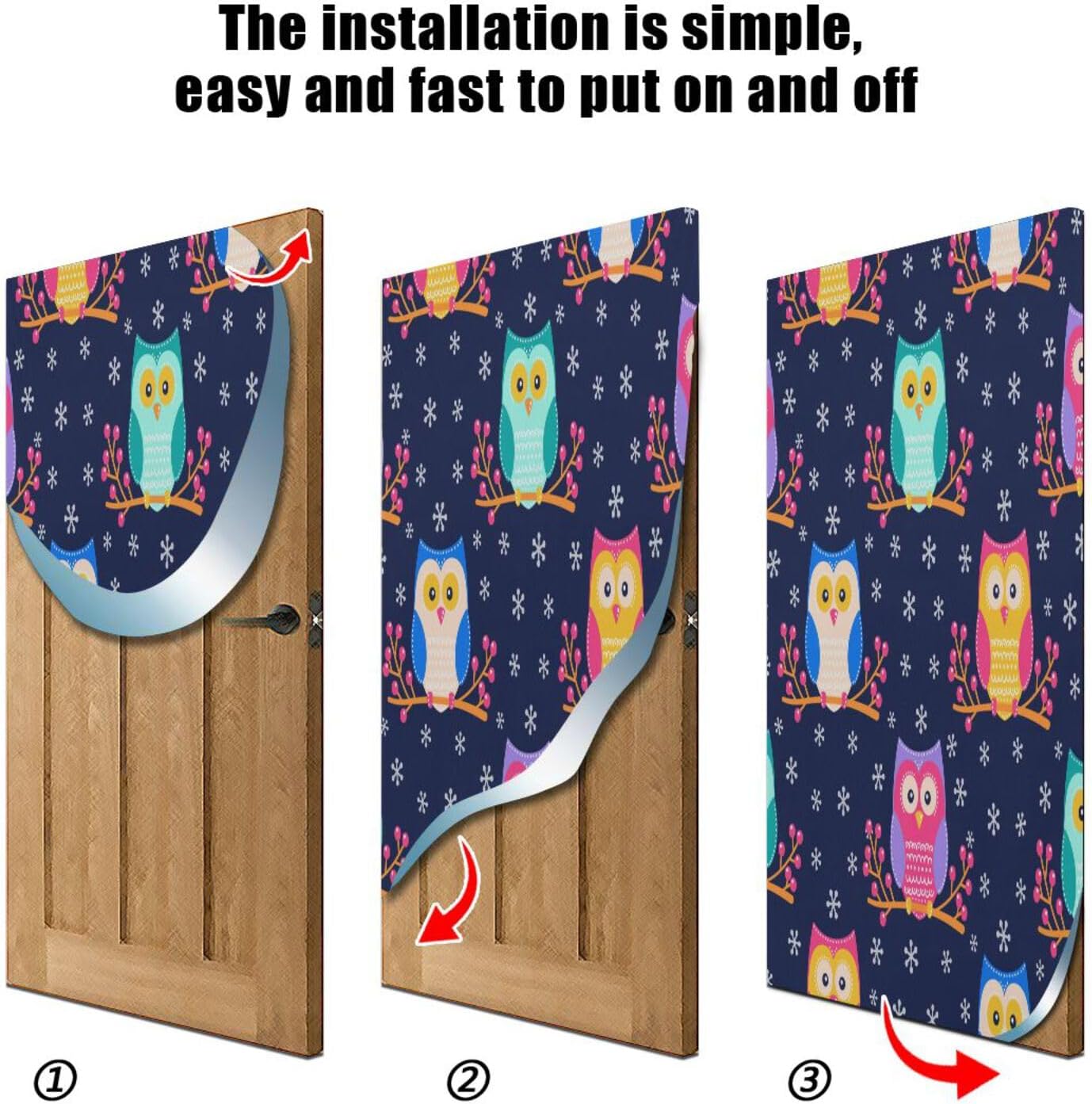 Susiyo Cute Flat Owls Halloween Door Cover