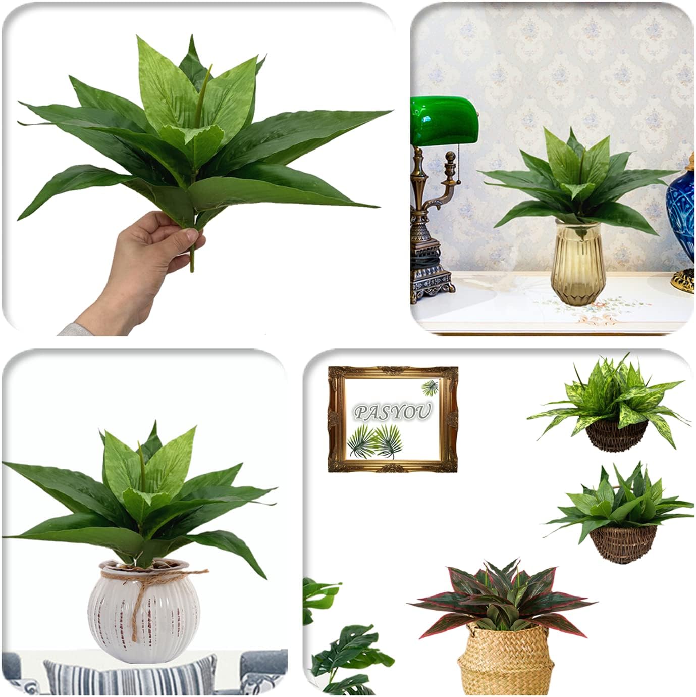 PASYOU Artificial Agave Plant 2 Pack 10 Inches Faux Greenery