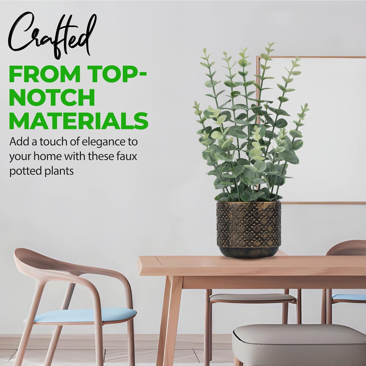 Hisow Artificial Plants Indoor Small Eucalyptus Leaf