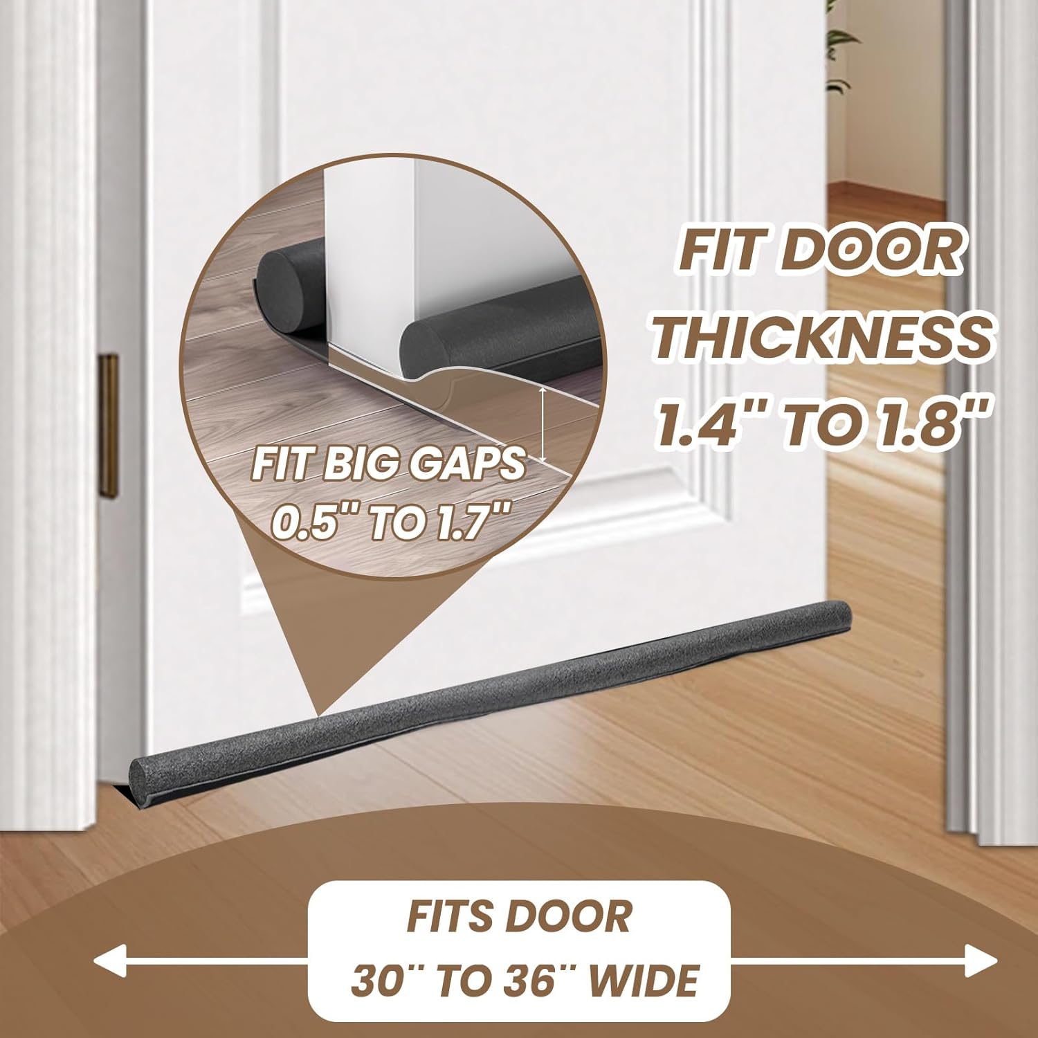 Vrizminfly Under Door Draft Stopper 36 Inch Adjustable Door Sweep Black