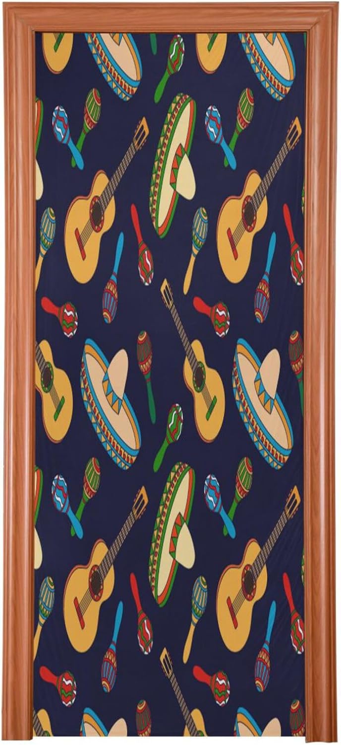 Susiyo Vector Guitar Halloween Door Cover Stretch Fabric Decor