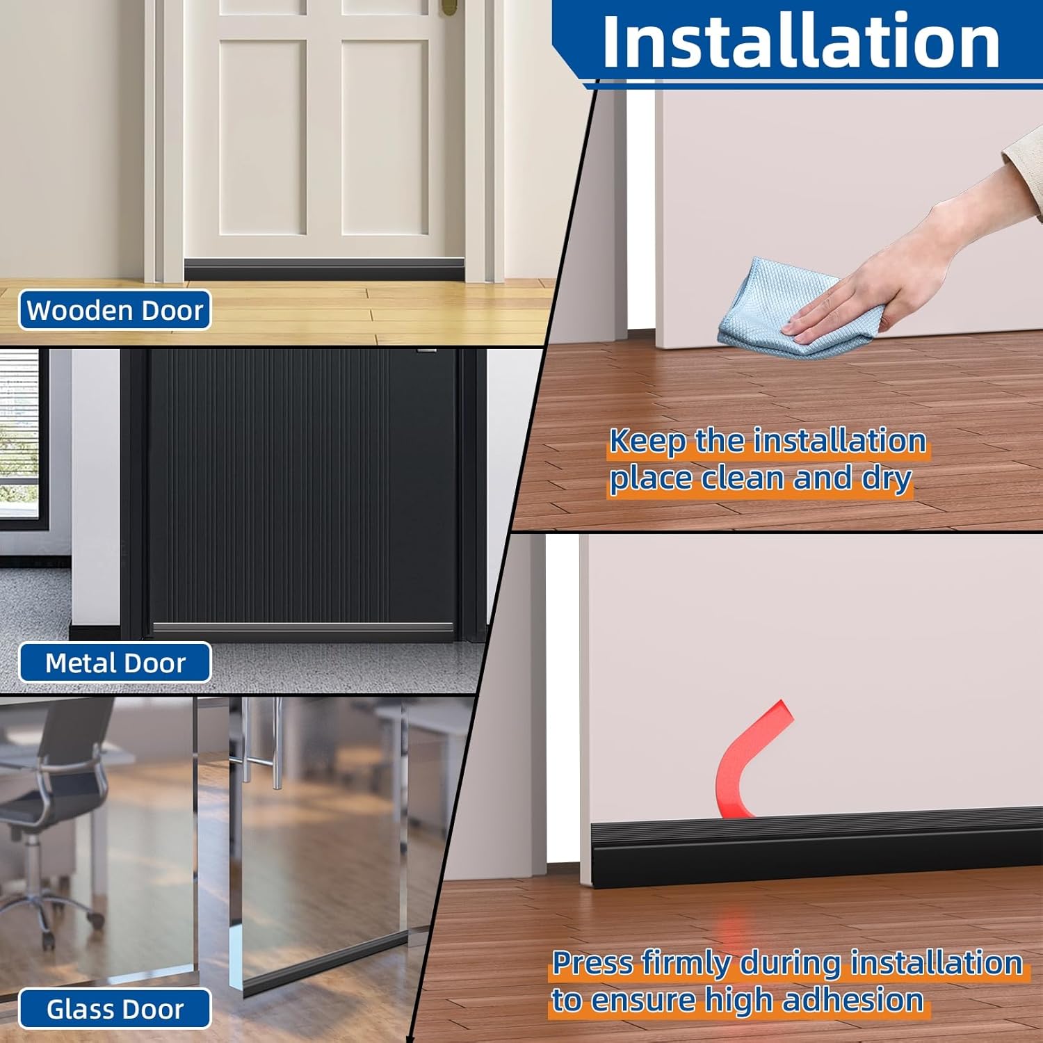 78 Inch Door Draft Stopper with Strong Adhesive Seal