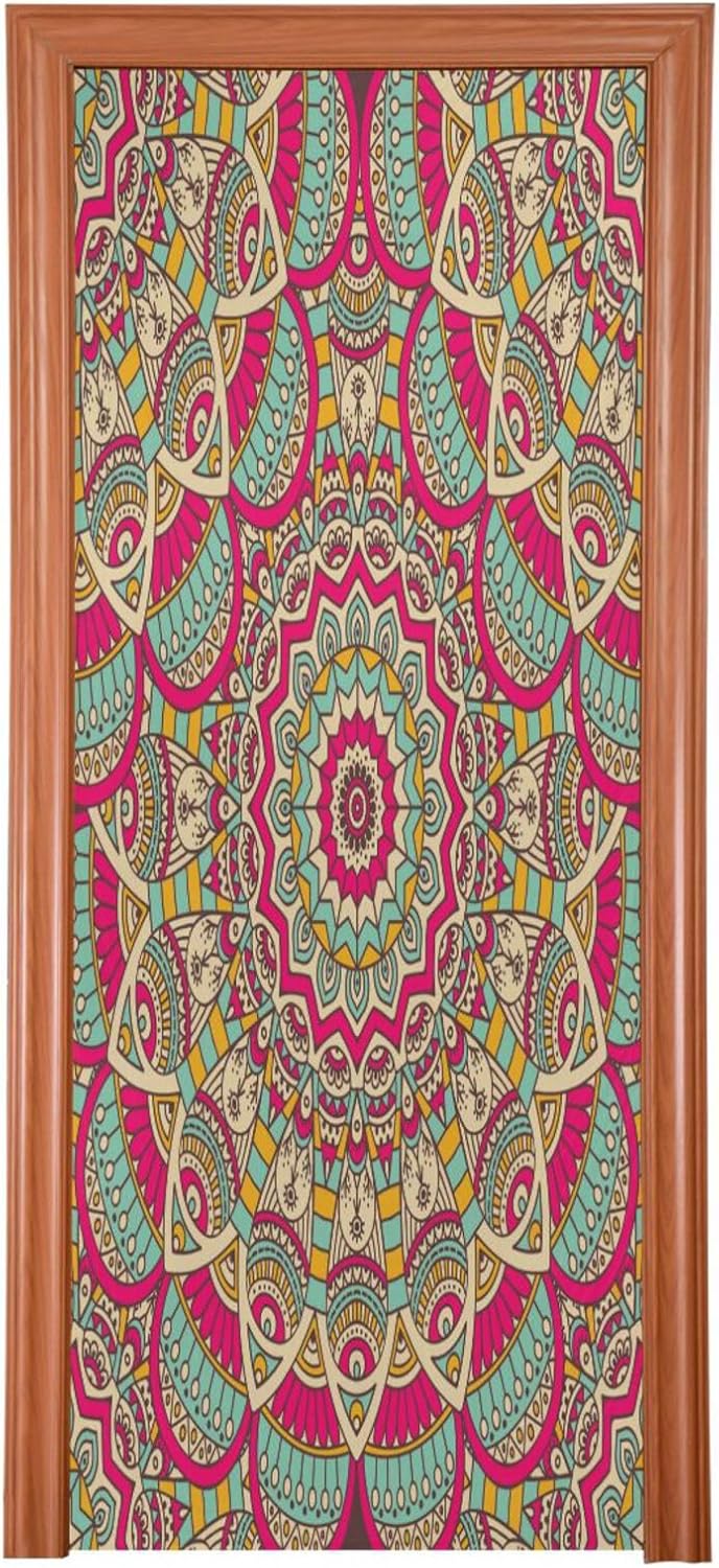Susiyo Red Vintage Halloween Door Cover Stretch Fabric Door Decor for Home Parties and Holidays