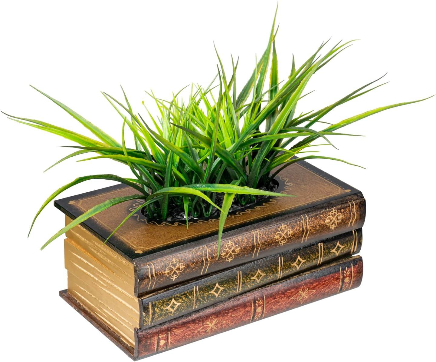MyGift 10 Inch Vintage Book Stacked Wood Planter