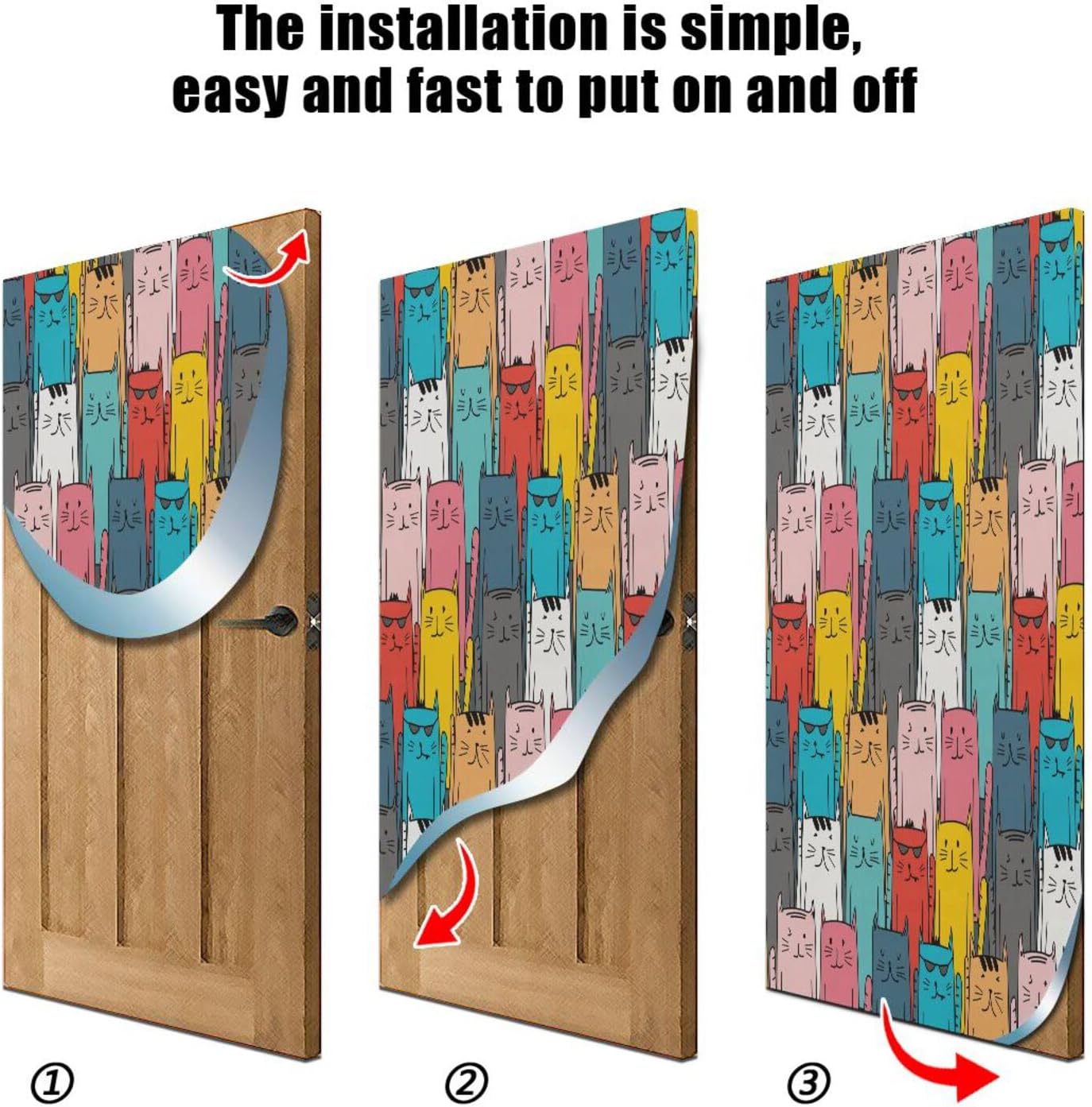 Susiyo Cartoon Cats Halloween Door Cover Stretch Fabric