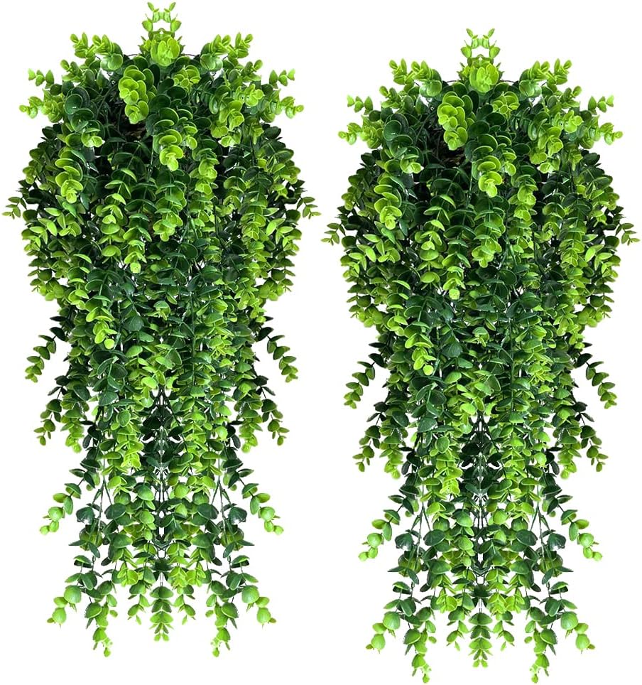 2 PCS Artificial Eucalyptus Hanging Plant for Home Decor and Wedding Party