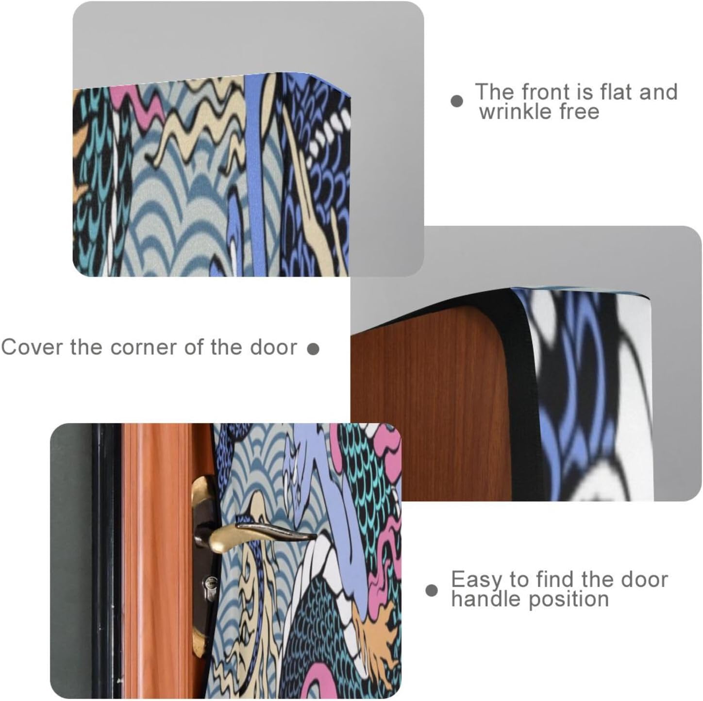 Susiyo Christmas Door Cover with Dragon and Flowers Stretch Fabric Backdrop for Home Holiday Decoration 32x79 in