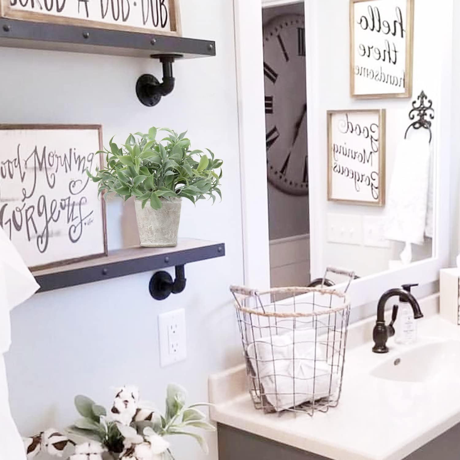 Briful Small Fake Plant Set of 3 Artificial Potted Plants for Home Office Desk and Farmhouse Decor