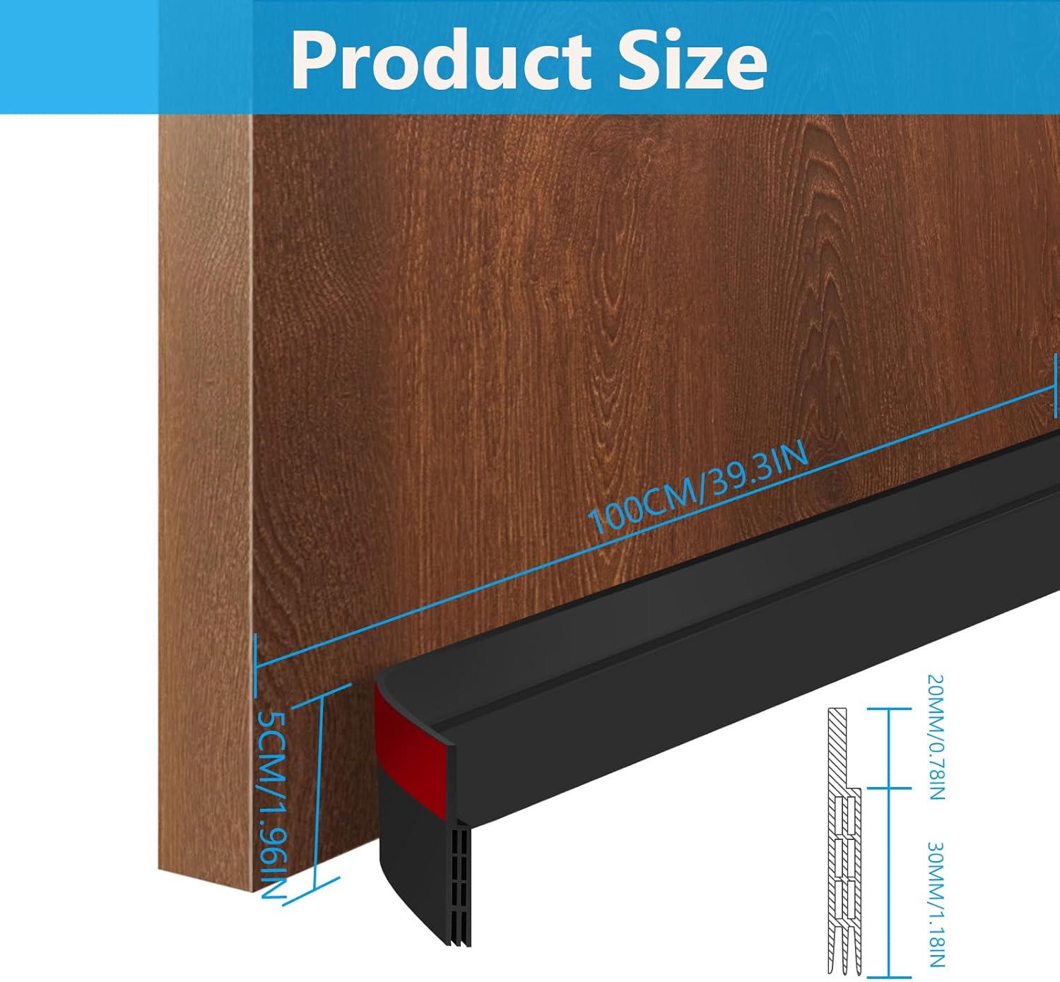Energy Saving Door Draft Stopper Anti-Collision Seal Black