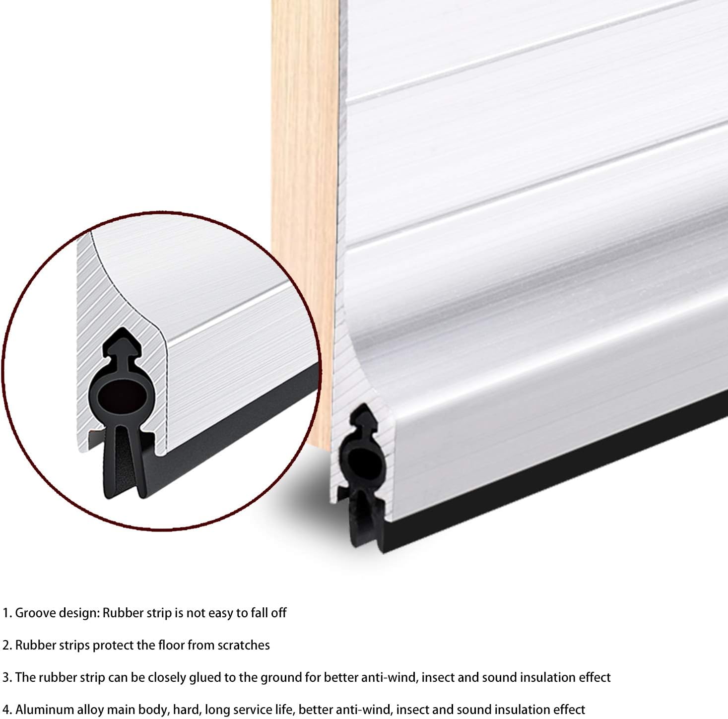 42 Inch Door Draft Stopper Black Aluminum Seal Strip