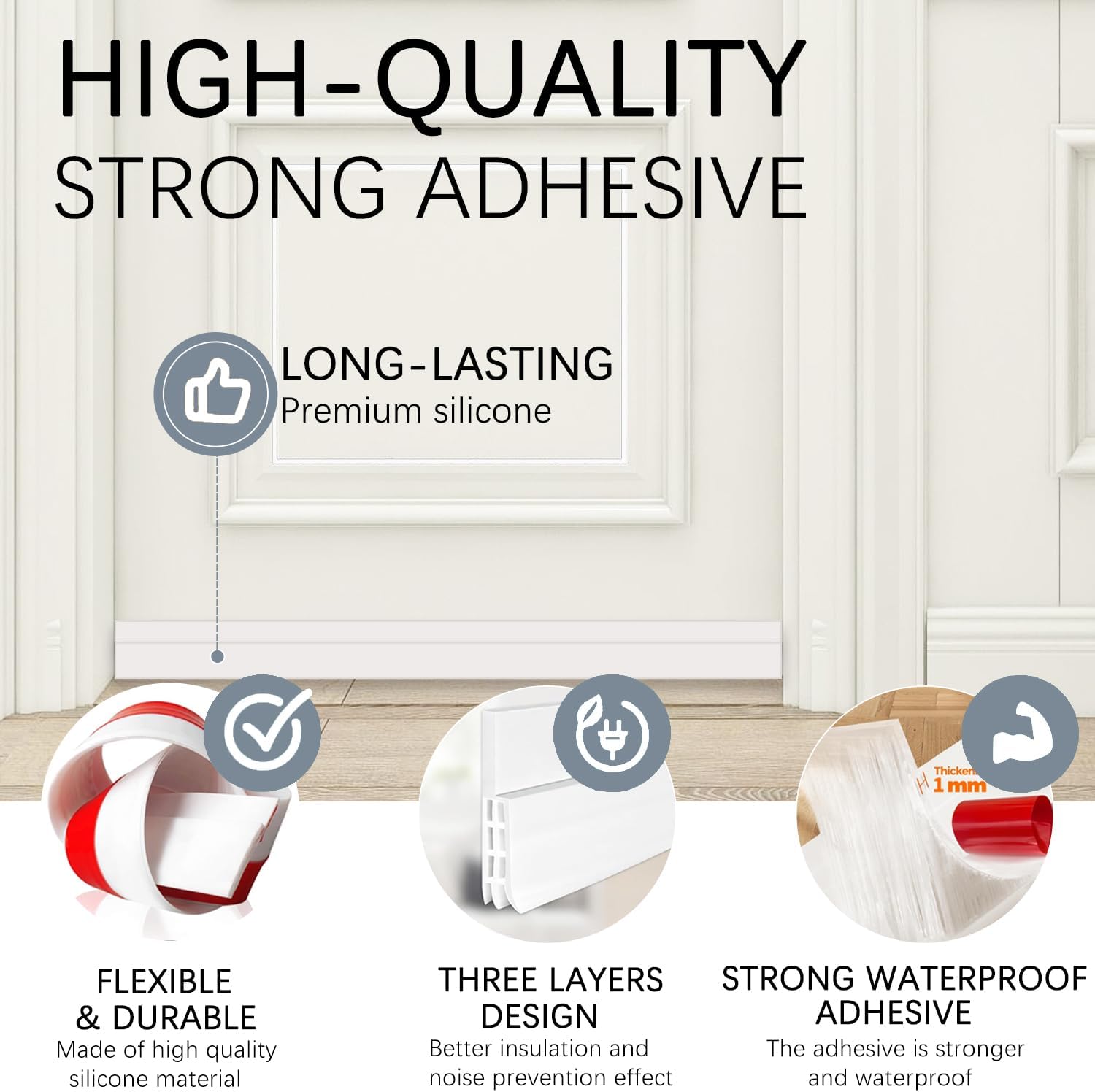2 Packs Door Draft Stoppers White 2x39 Inches