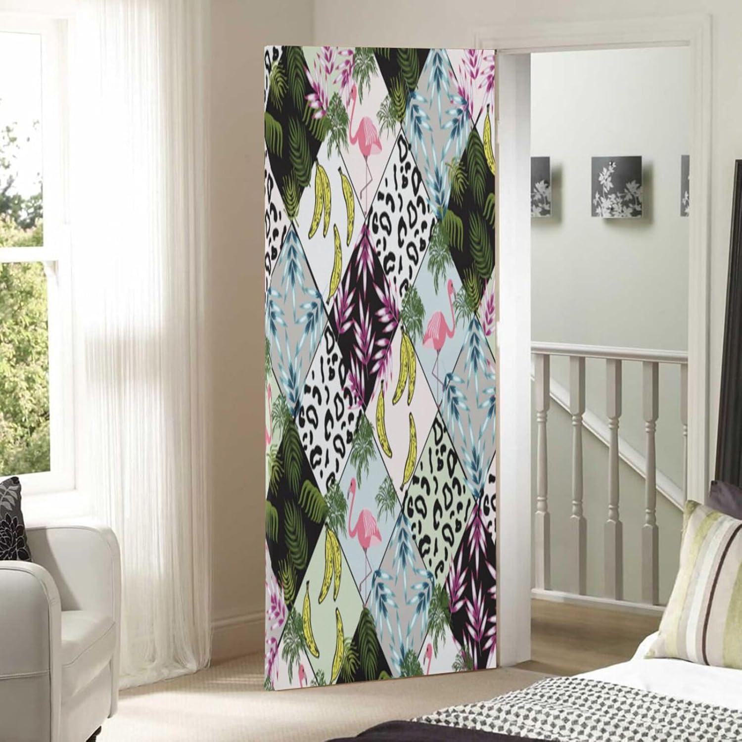 Susiyo Abstract Tropical Christmas Door Cover Decoration 32x79 in
