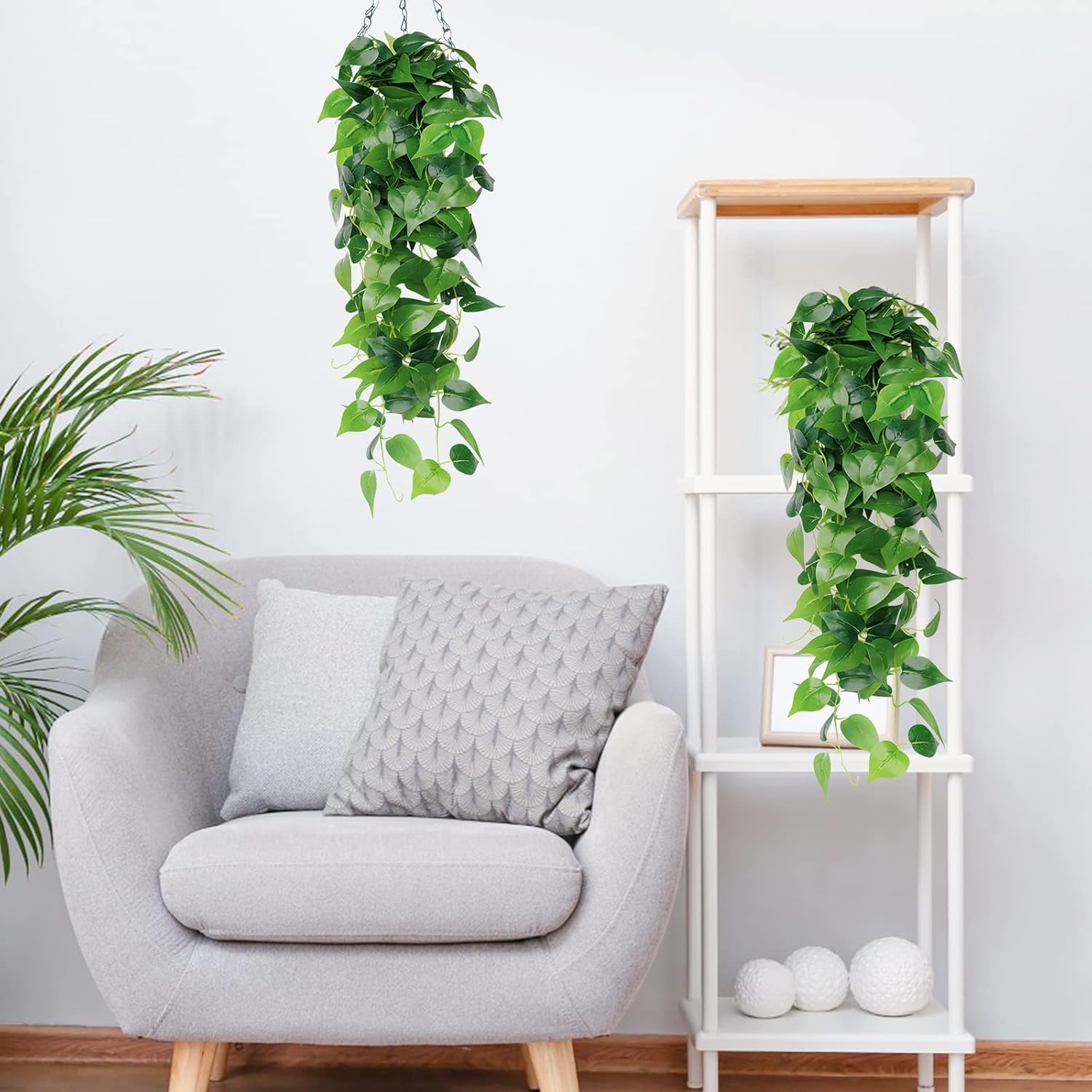 SOMYTING Artificial Hanging Plants 2pcs Faux Ivy Vines Greenery Decor