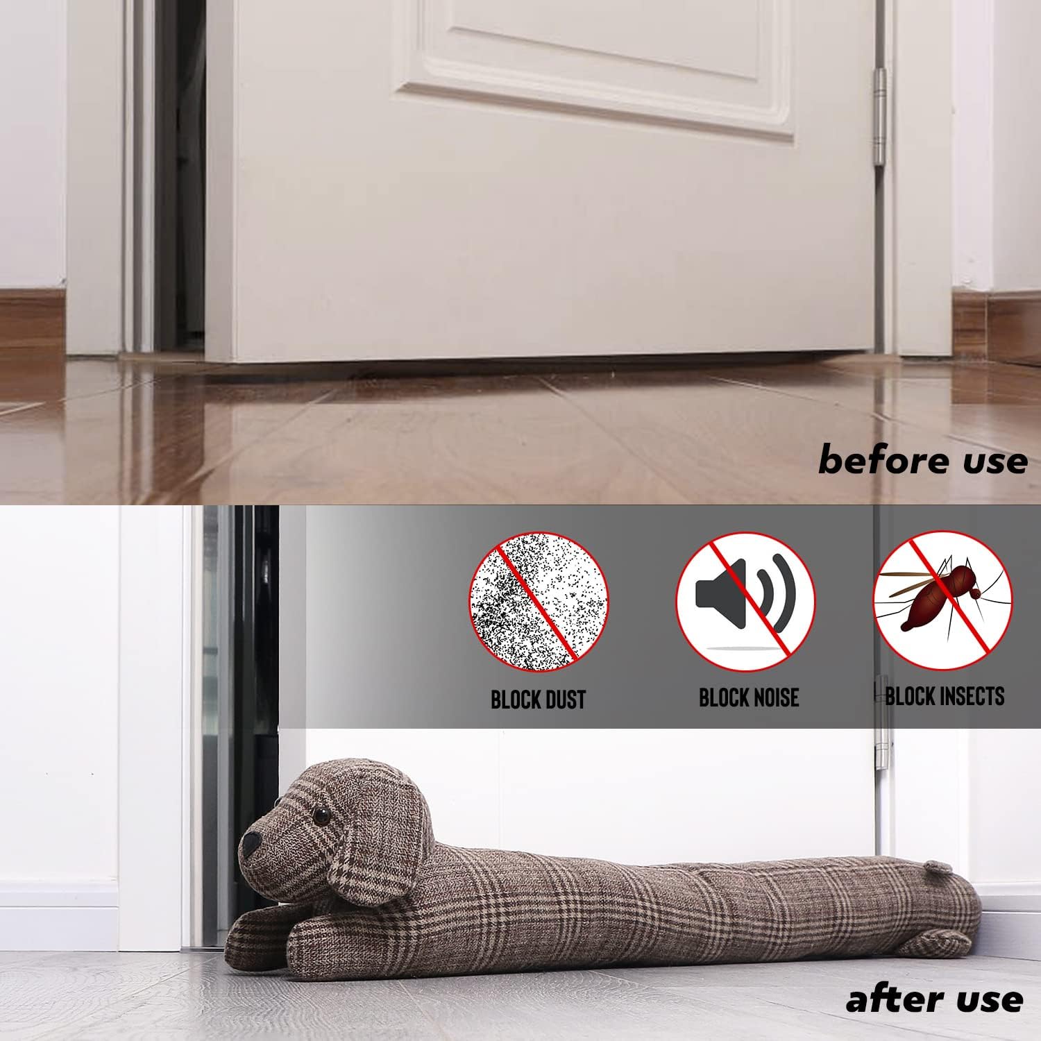 Cute Dog Draft Stopper Heavy Duty Door Sealer