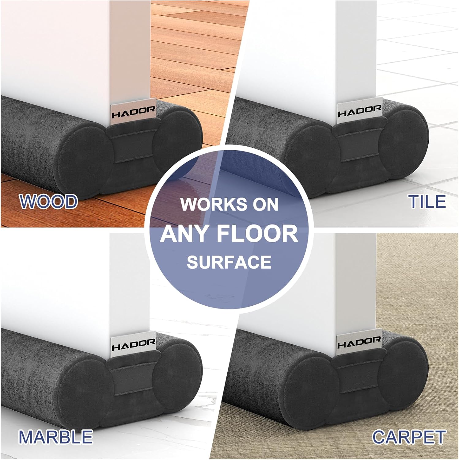 HADOR Door Draft Stopper 30 Inch Black for French Patio Sliding Doors