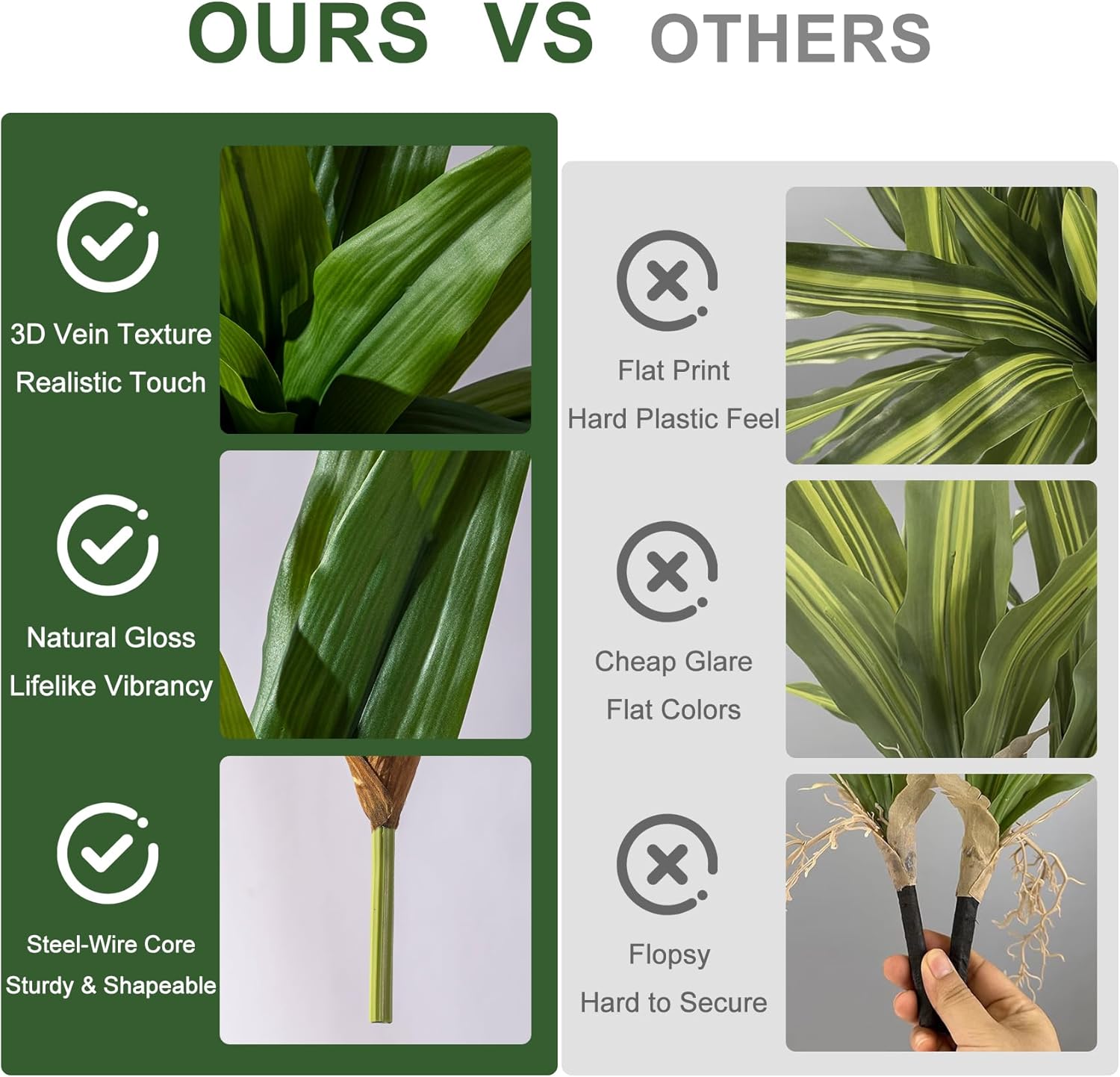4 Pcs Artificial Dracaena Greenery Stems for Home Decor