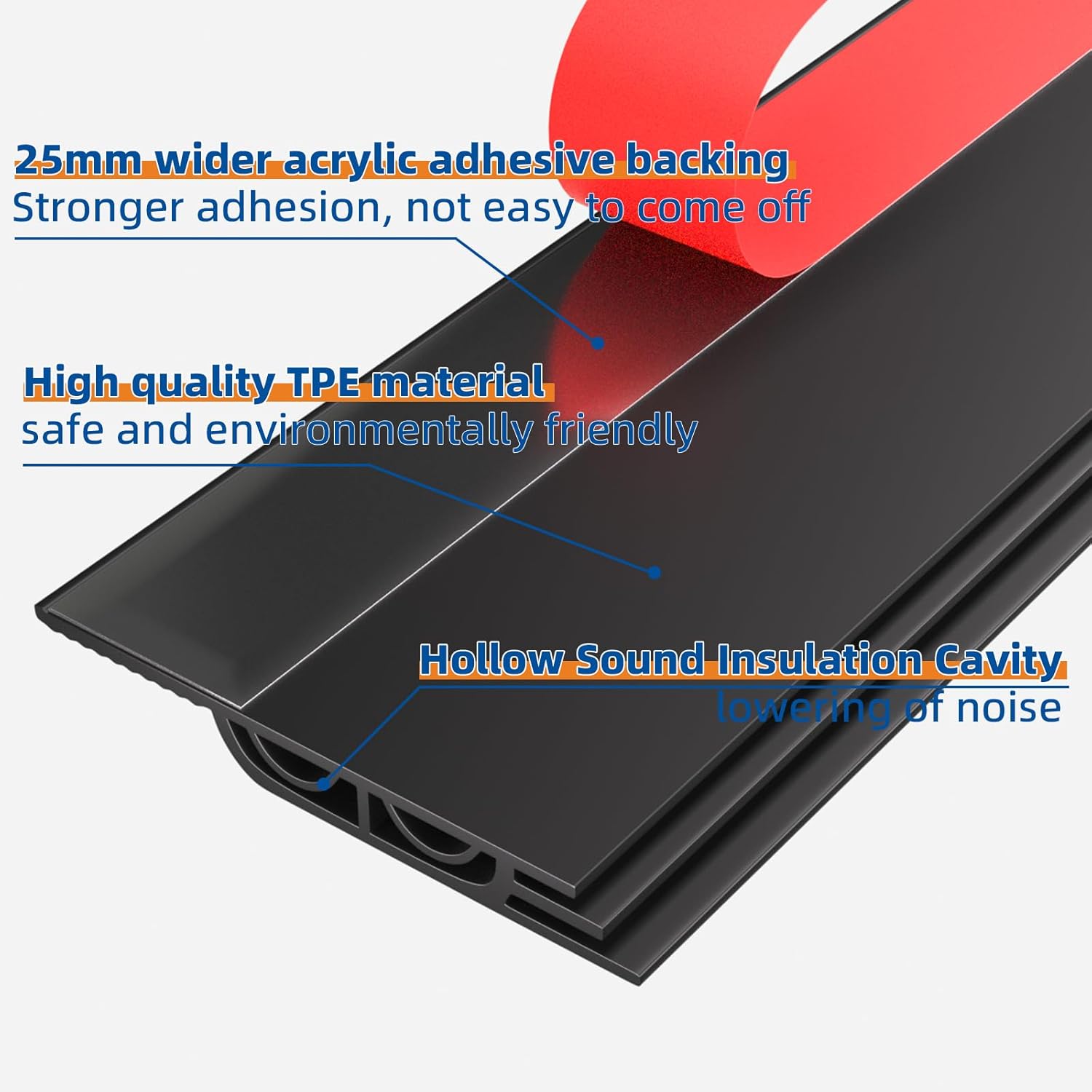78 Inch Door Draft Stopper with Strong Adhesive Seal
