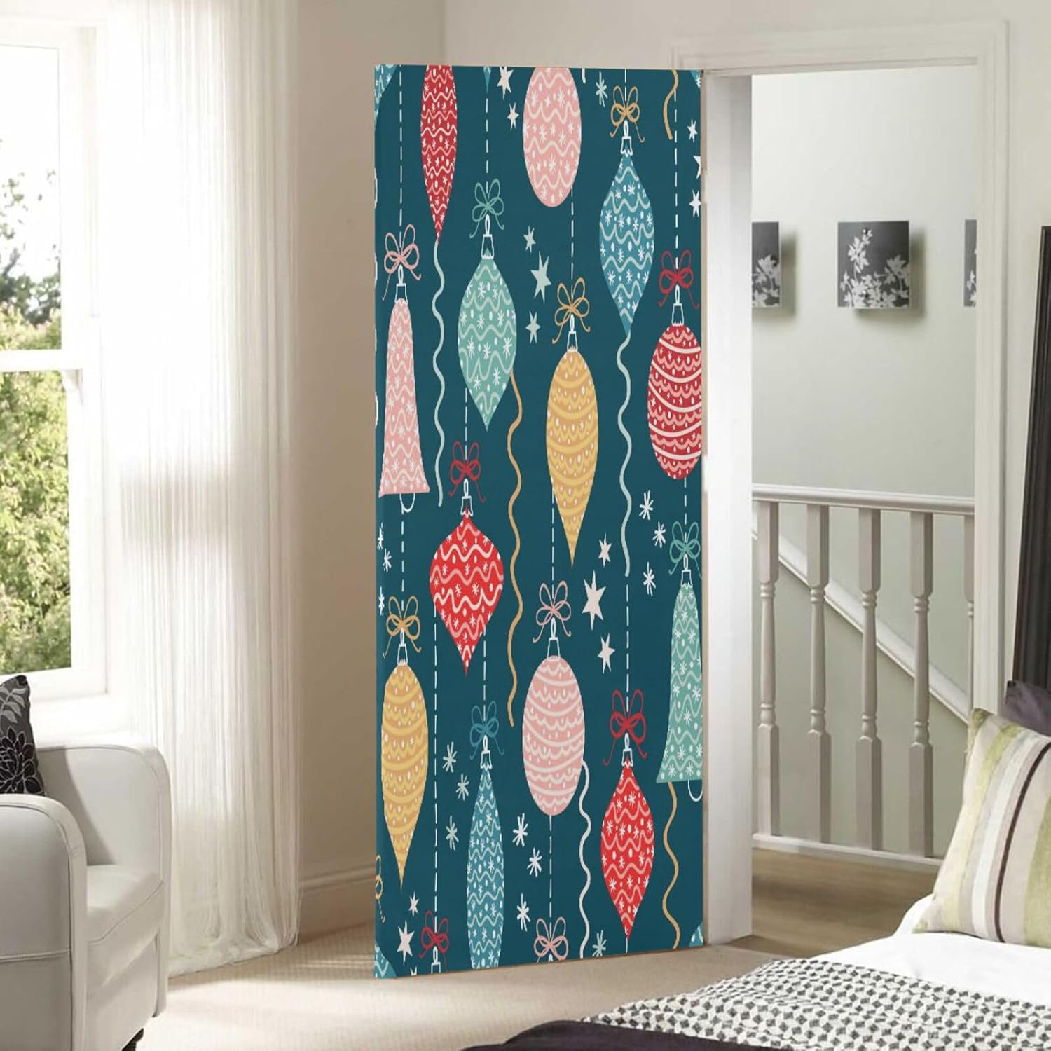 Susiyo Christmas Ornaments Door Cover Stretch Fabric Decor