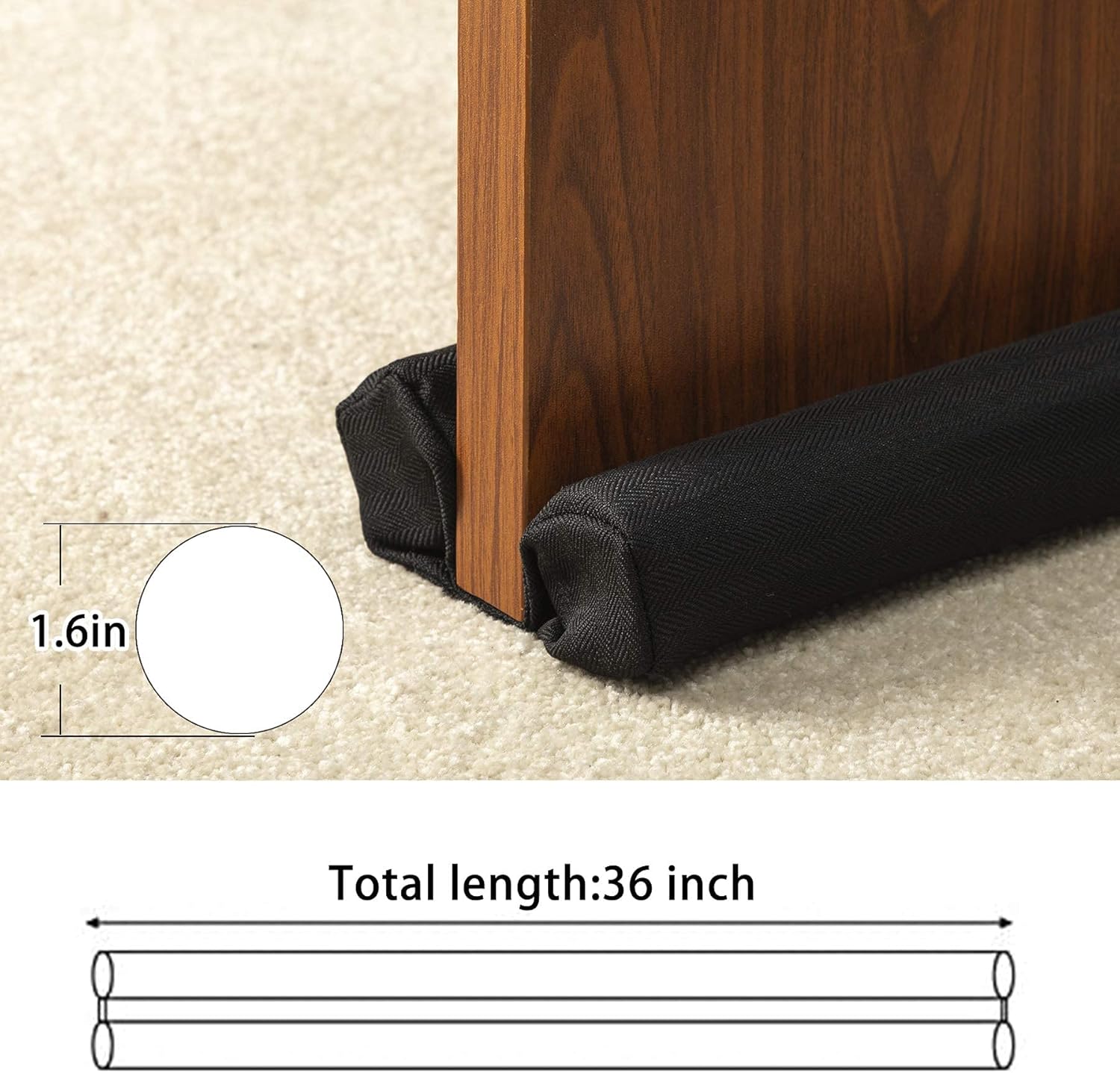 DreamQuil Door Draft Stopper 36 Inch Black