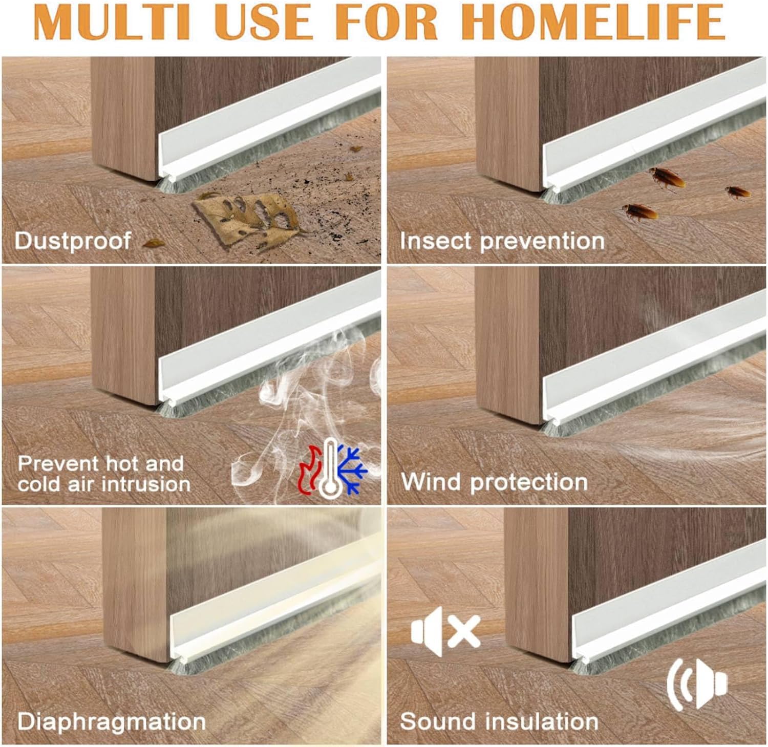 Jiyocy Door Sweep with Brush 2 W White 392 L