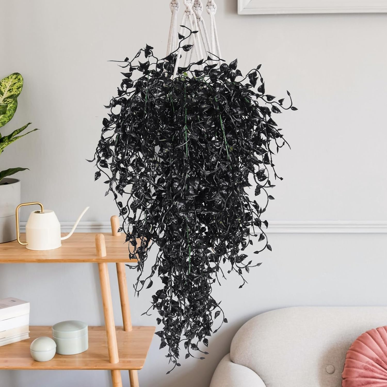 RECUTMS Black Artificial Hanging Plants 4PCS 33in Decor