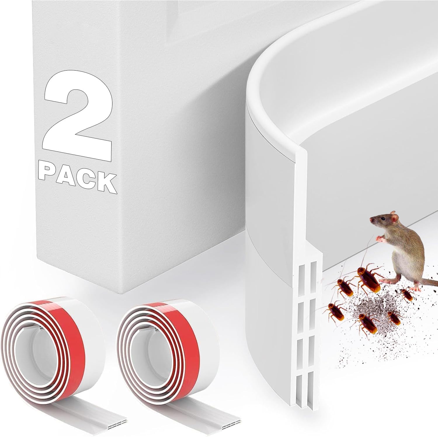 2 Packs Door Draft Stoppers White 2x39 Inches