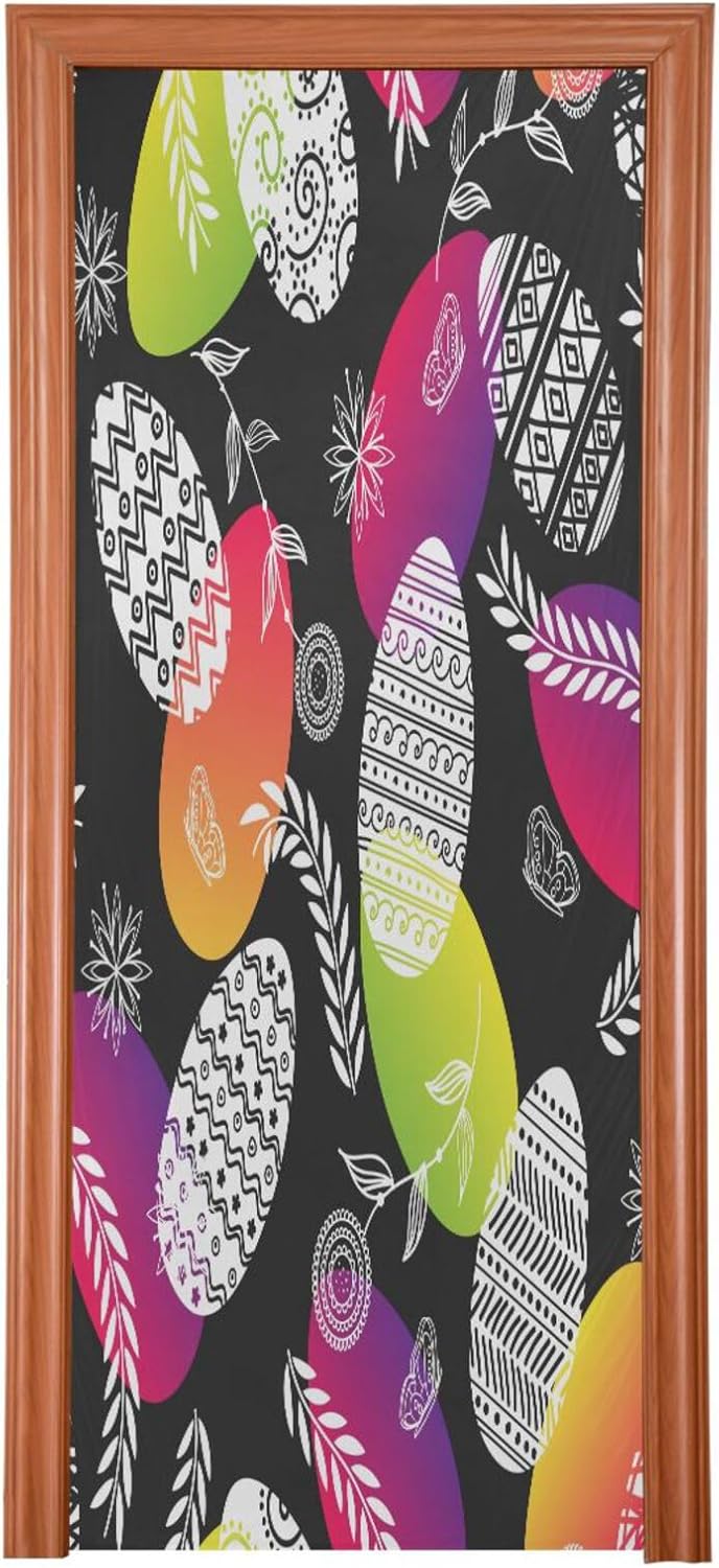 Susiyo Stretch Fabric Christmas Door Cover Decor 32x79 in