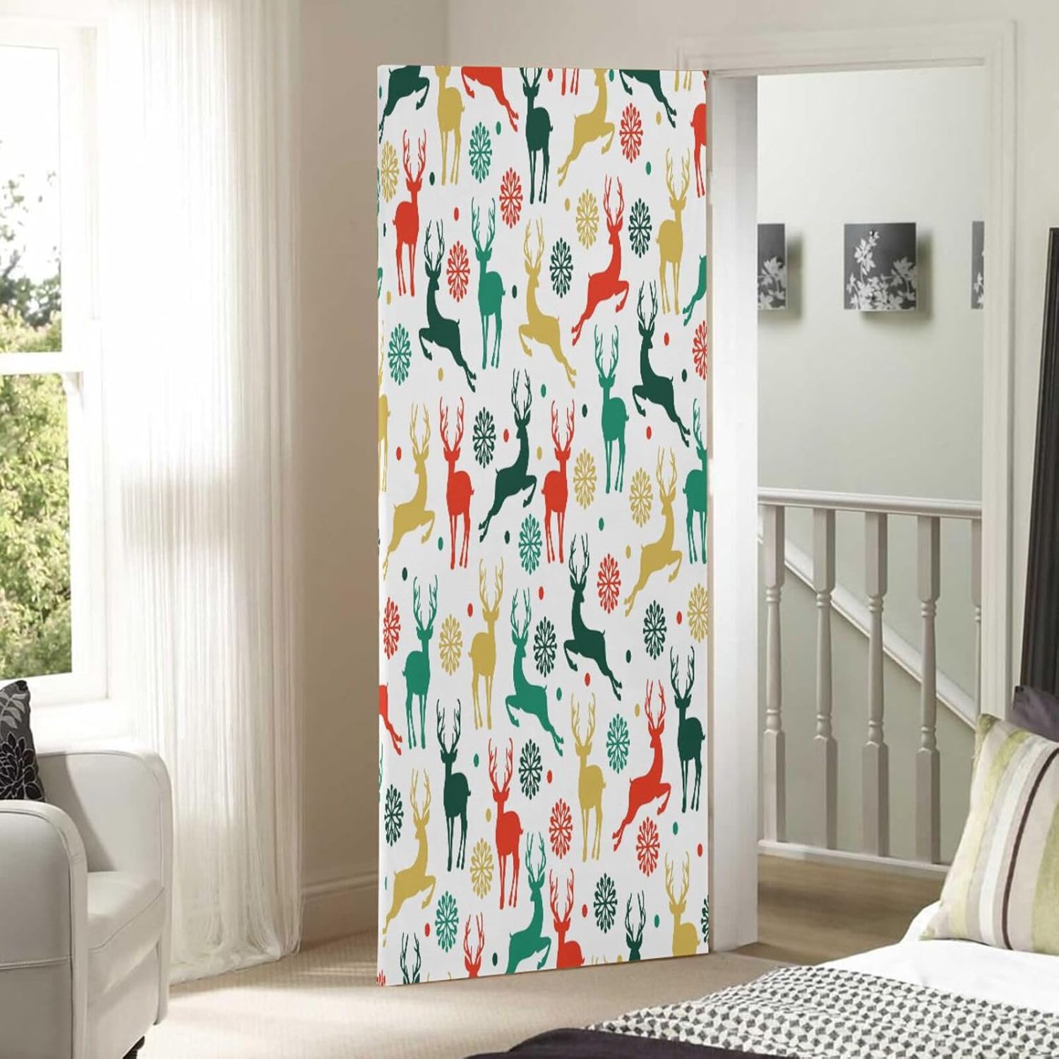 Susiyo Reindeer Snowflake Door Cover Decor 32x79 in