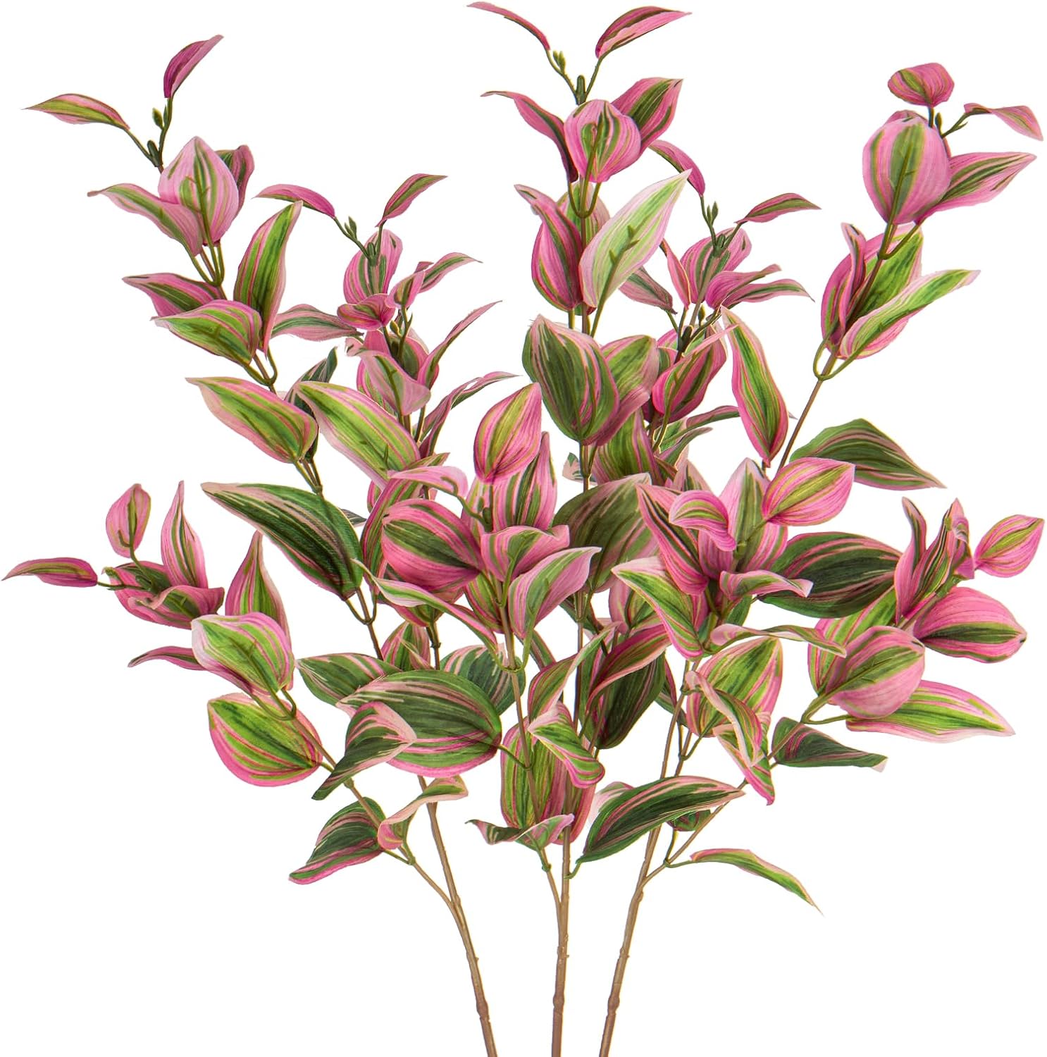 3Pcs Artificial Pink Tradescantia Zebrina Greenery Stems for Vase and Home Decor