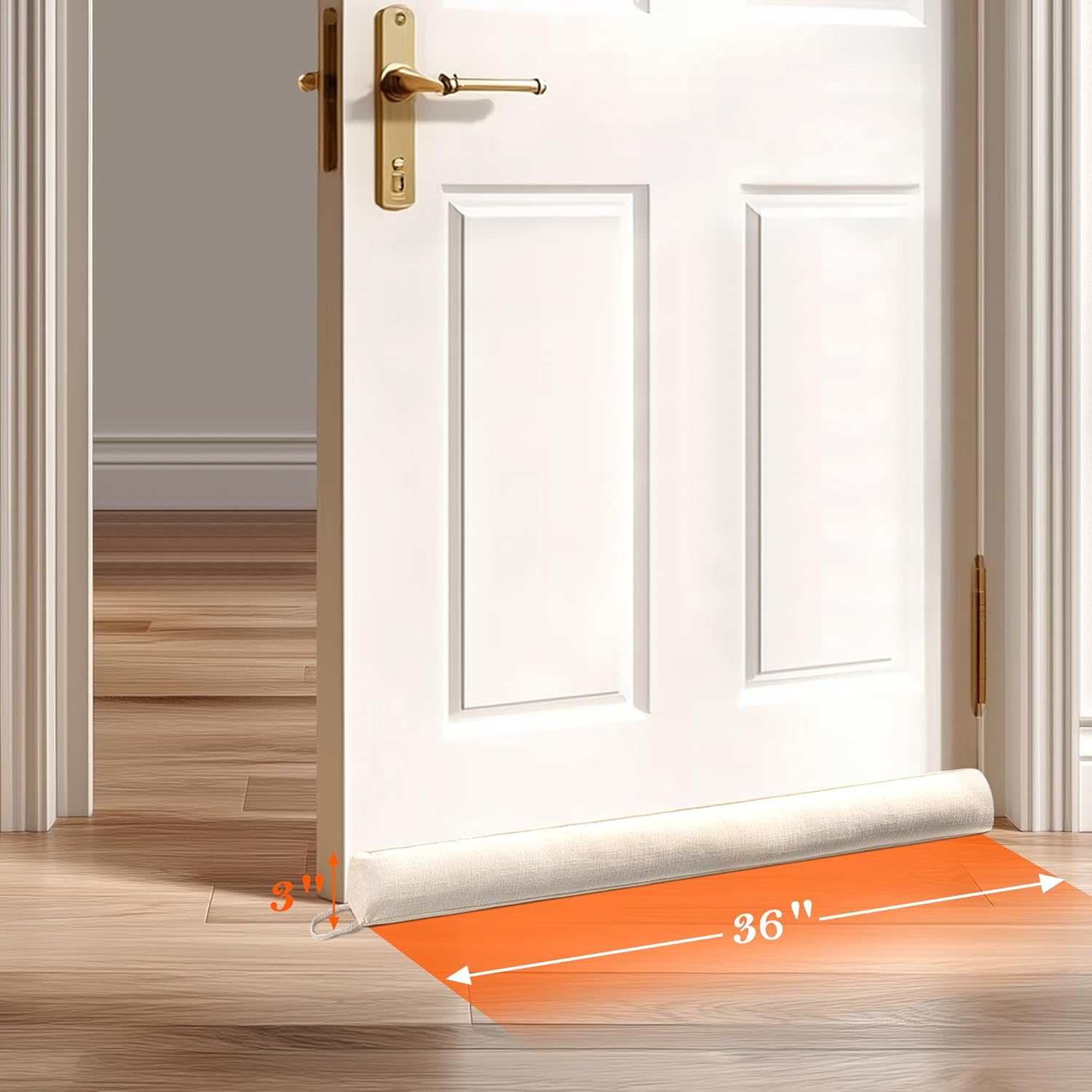 Sunolga 36 Inch Heavy Duty Door Draft Stopper Sturdy Linen Sound Proof Guard for Doors and Windows Beige