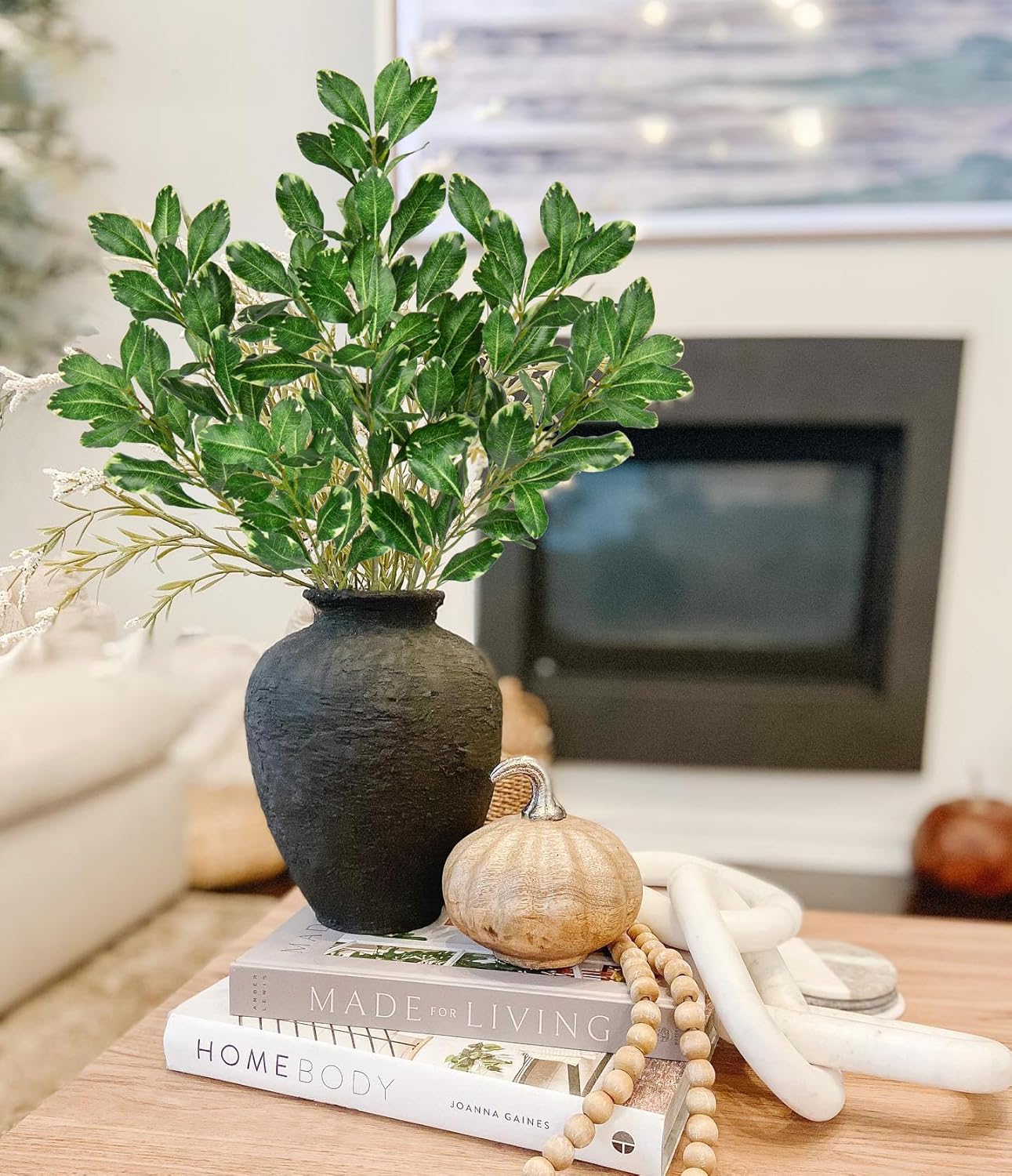 3PCS Artificial Greenery Stems 315 Inch Faux Pittosporum Leaves for Vase and Floral Arrangements