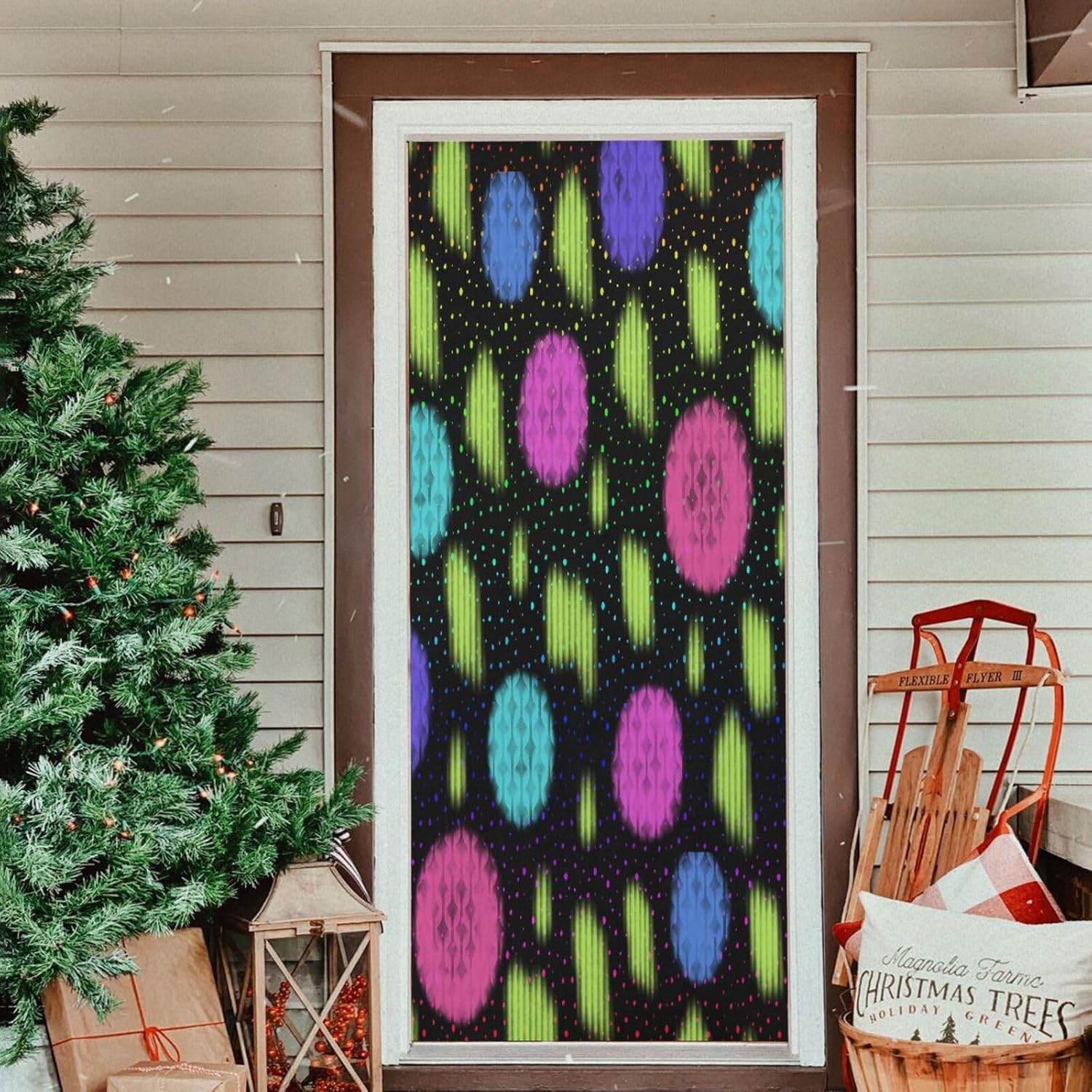 Susiyo Colorful Abstract Halloween Door Cover Stretch Fabric 32x79 in