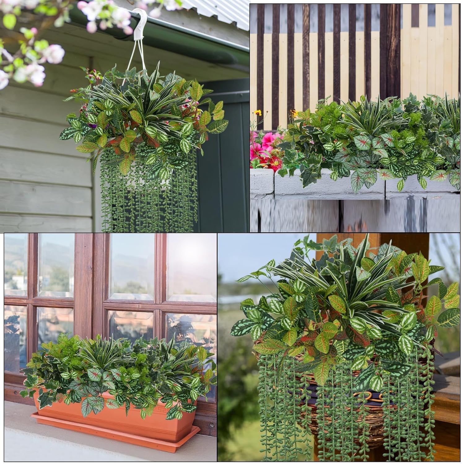 17Pcs Artificial Plants for Outdoor and Indoor Decor