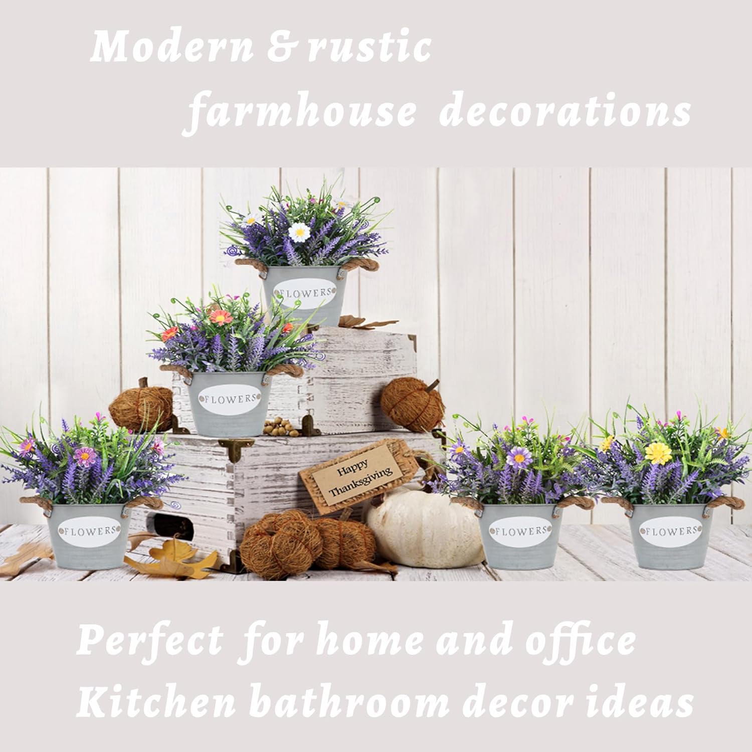 MIXROSE Artificial Lavender Plants in Pot 10 Tall for Farmhouse Decor